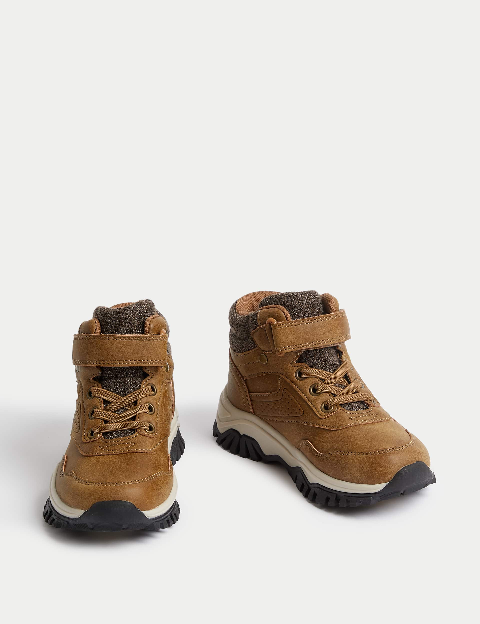 M&S Collection Kids Water Resistant Hiker Boots (4 Small - 7 Large) - 2 LSTD - Brown Mix, Navy Mix,B