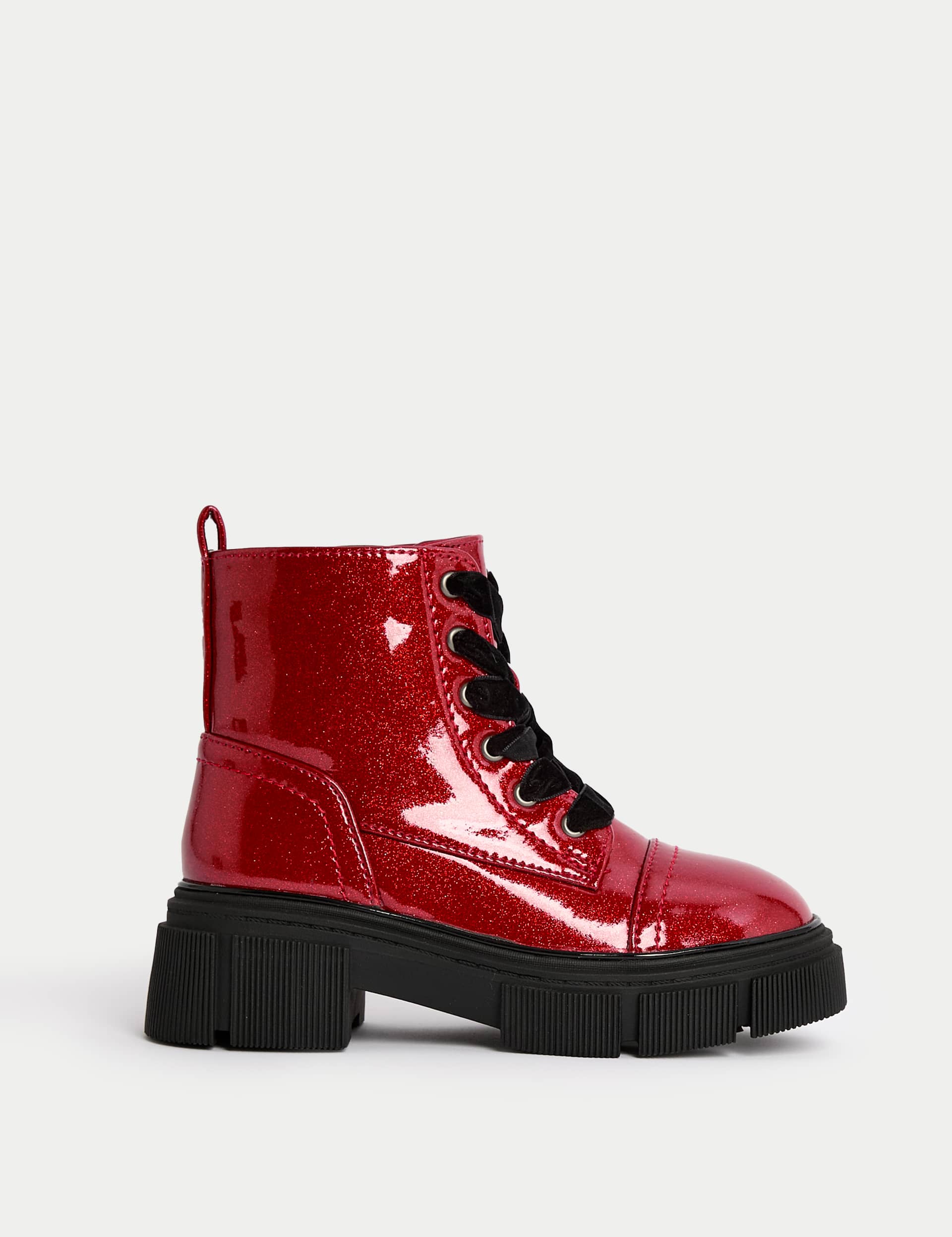 M&S Girls Glitter Ankle Boots (4 Small