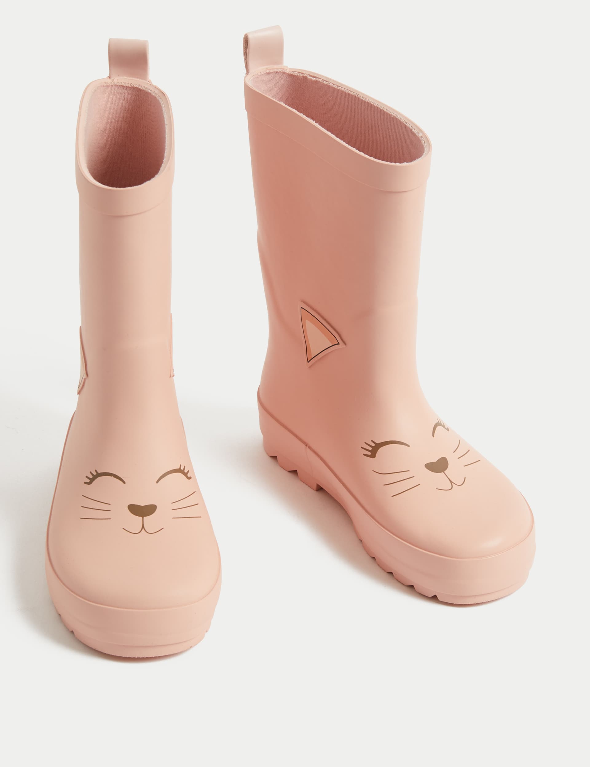 M&S Collection Kids Cat Wellies (4 Small - 2 Large) - 11 S - Pale Pink, Pale Pink