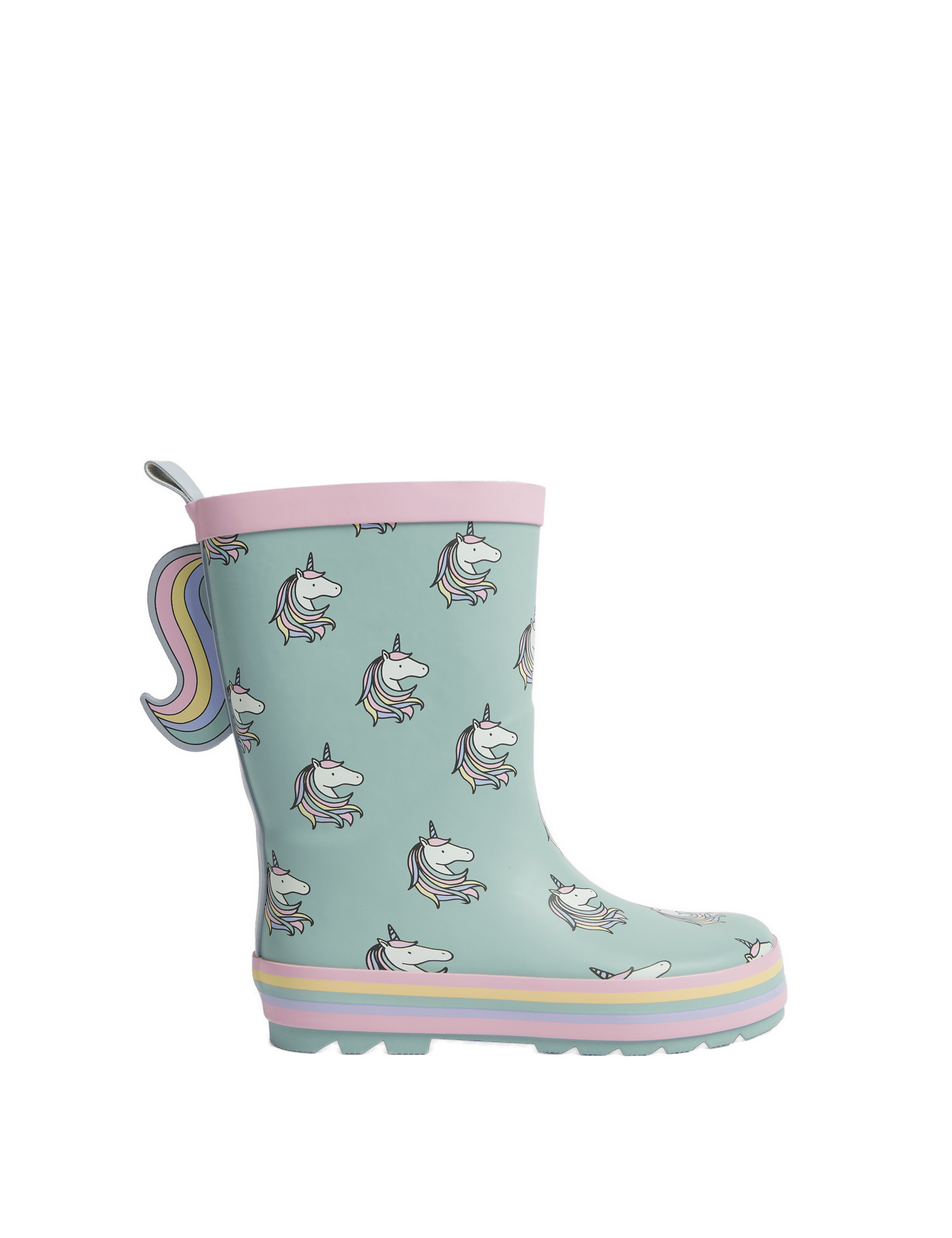 M&S Collection Kids Unicorn Wellies (4 Small - 2 Large) - 4S - Green Mix, Green Mix