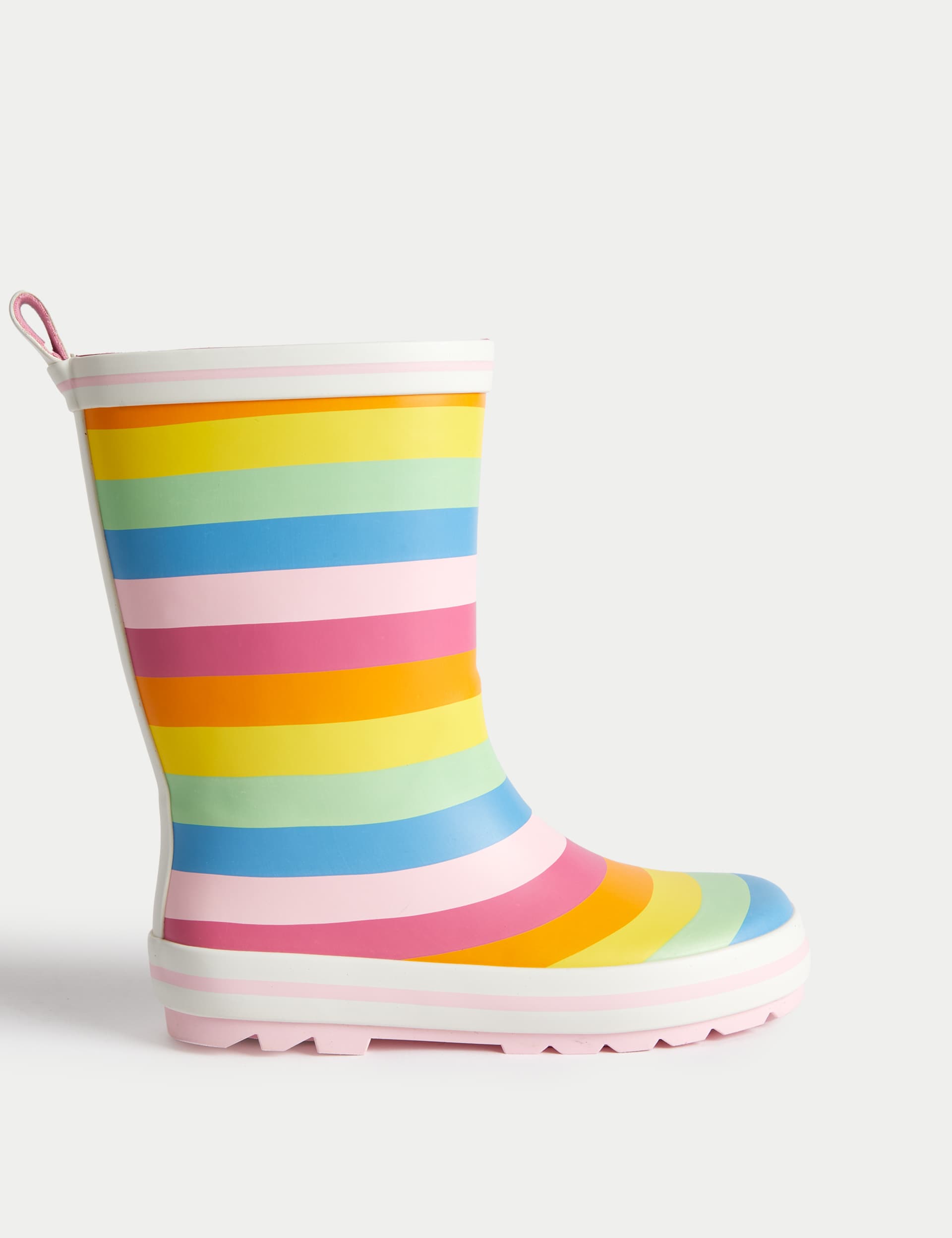 M&S Kids Striped Wellies (4 Small - 6 Large) - 4S - Pink Mix, Pink Mix