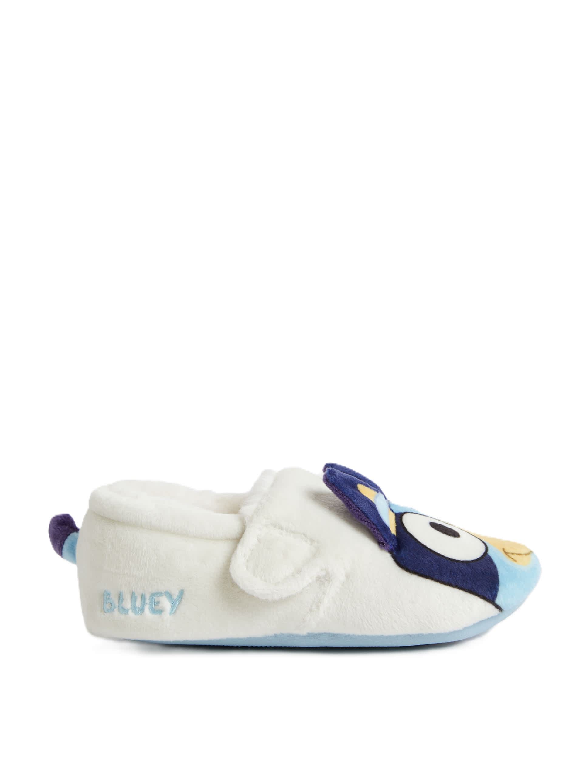 M&S Kids Bluey Riptape Slippers (4 Small - 12 Small) - 7 S - Cream Mix, Cream Mix