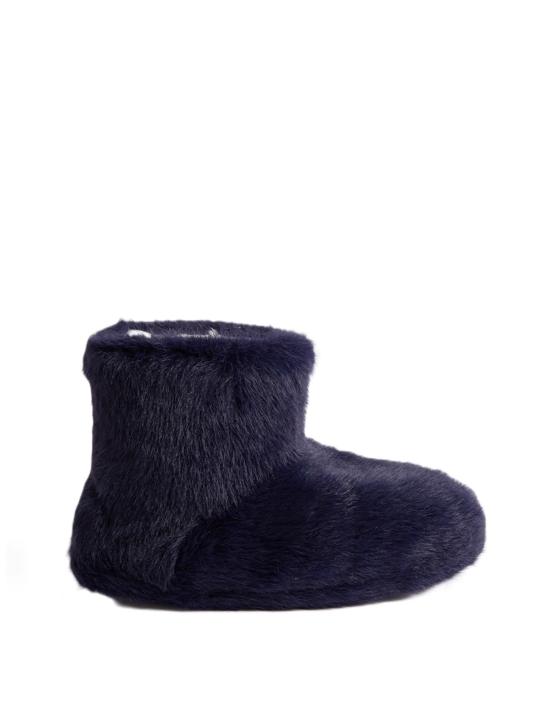 M&S Kids Faux Fur Slipper Boots (4 Small - 7 Large) - 4 L - Navy, Navy