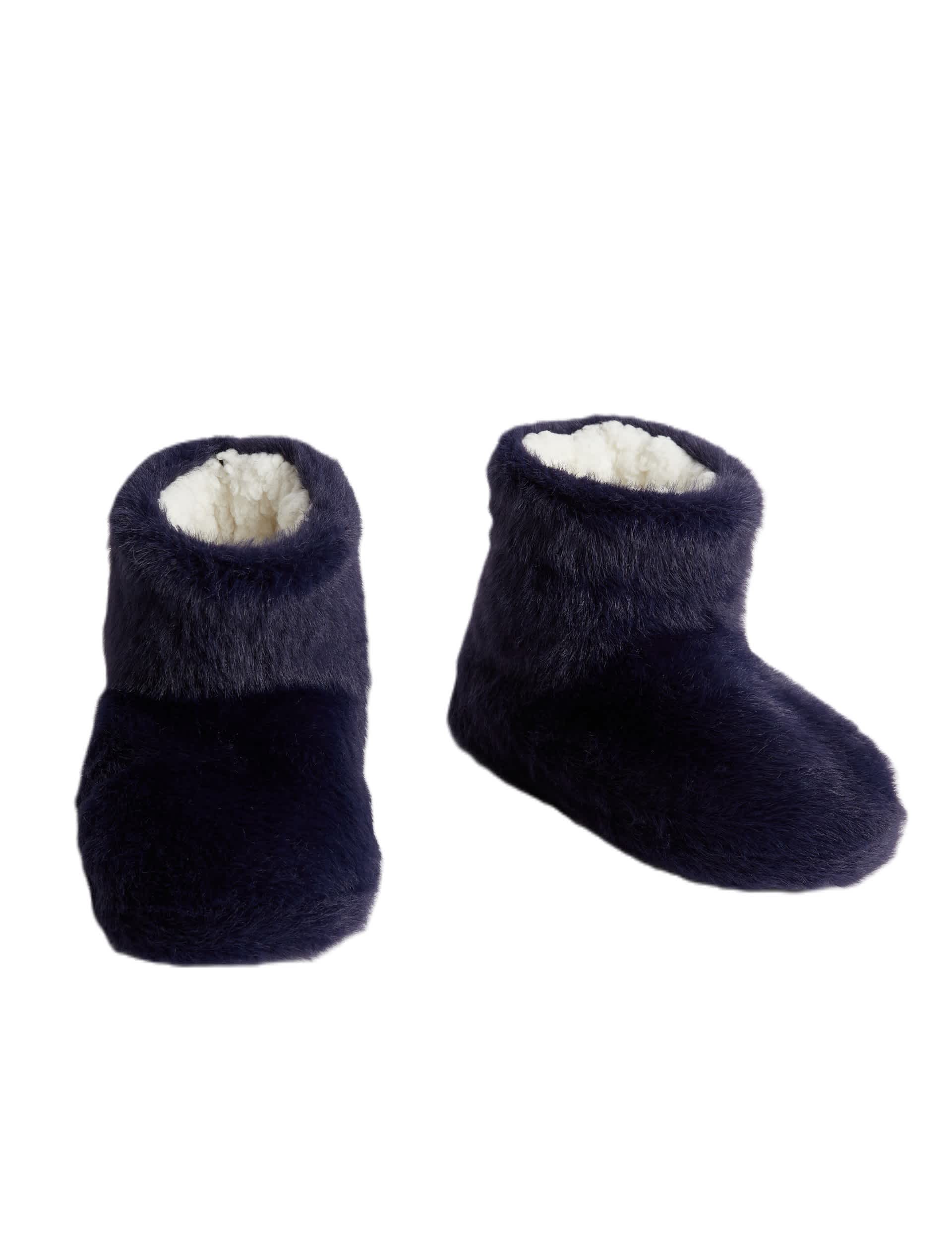 M&S Collection Kids Faux Fur Slipper Boots (4 Small - 7 Large) - 8 S - Navy, Navy