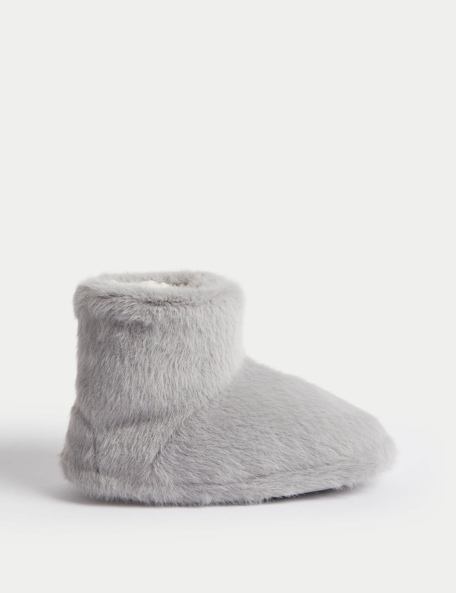 M&S Kids Faux Fur Slipper Boots (4 Small - 7 Large) - 2 L - Grey, Navy,Grey