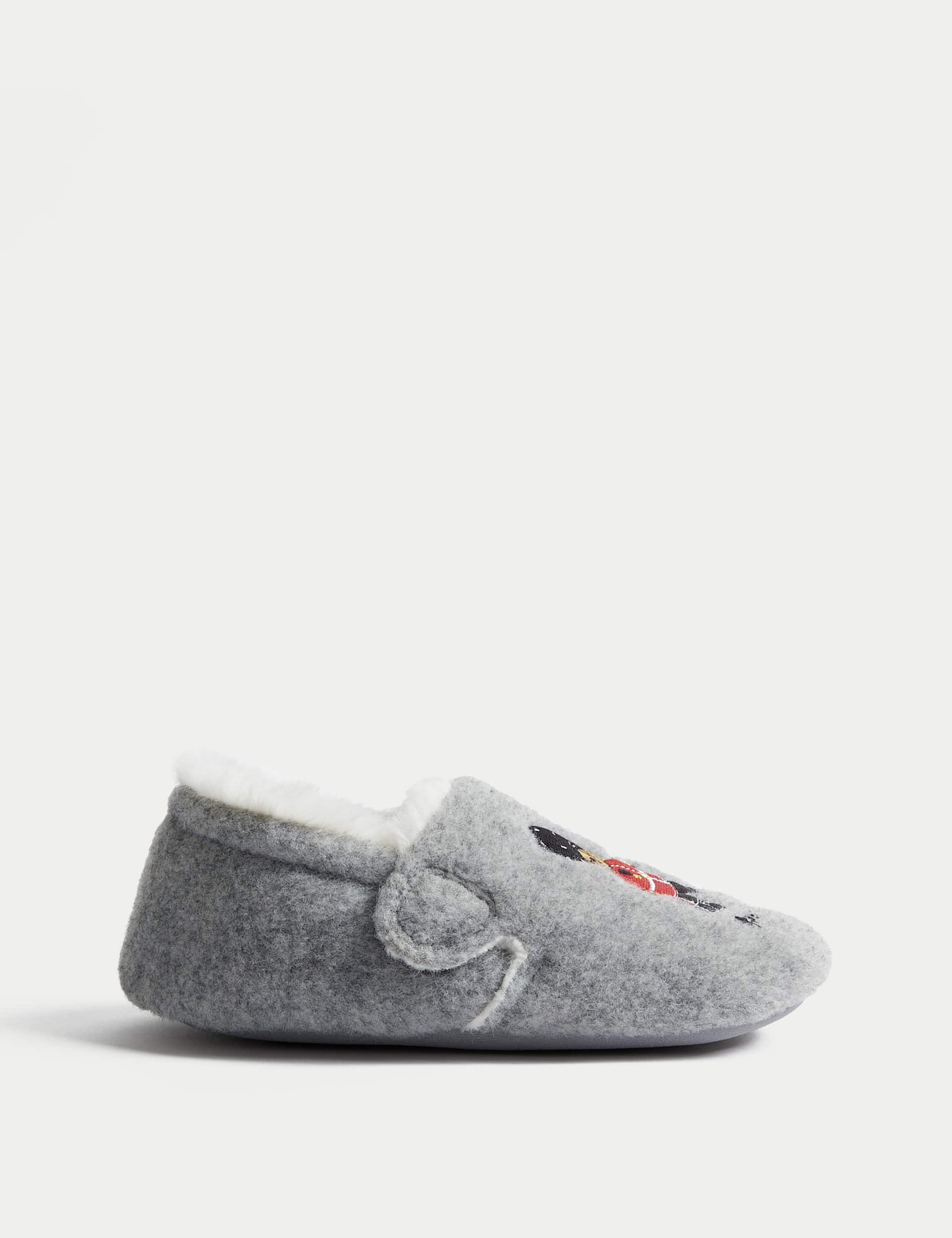 Kids Spencer Bear Slippers (4 Small - 12 Small) - 7 S - Grey, Grey