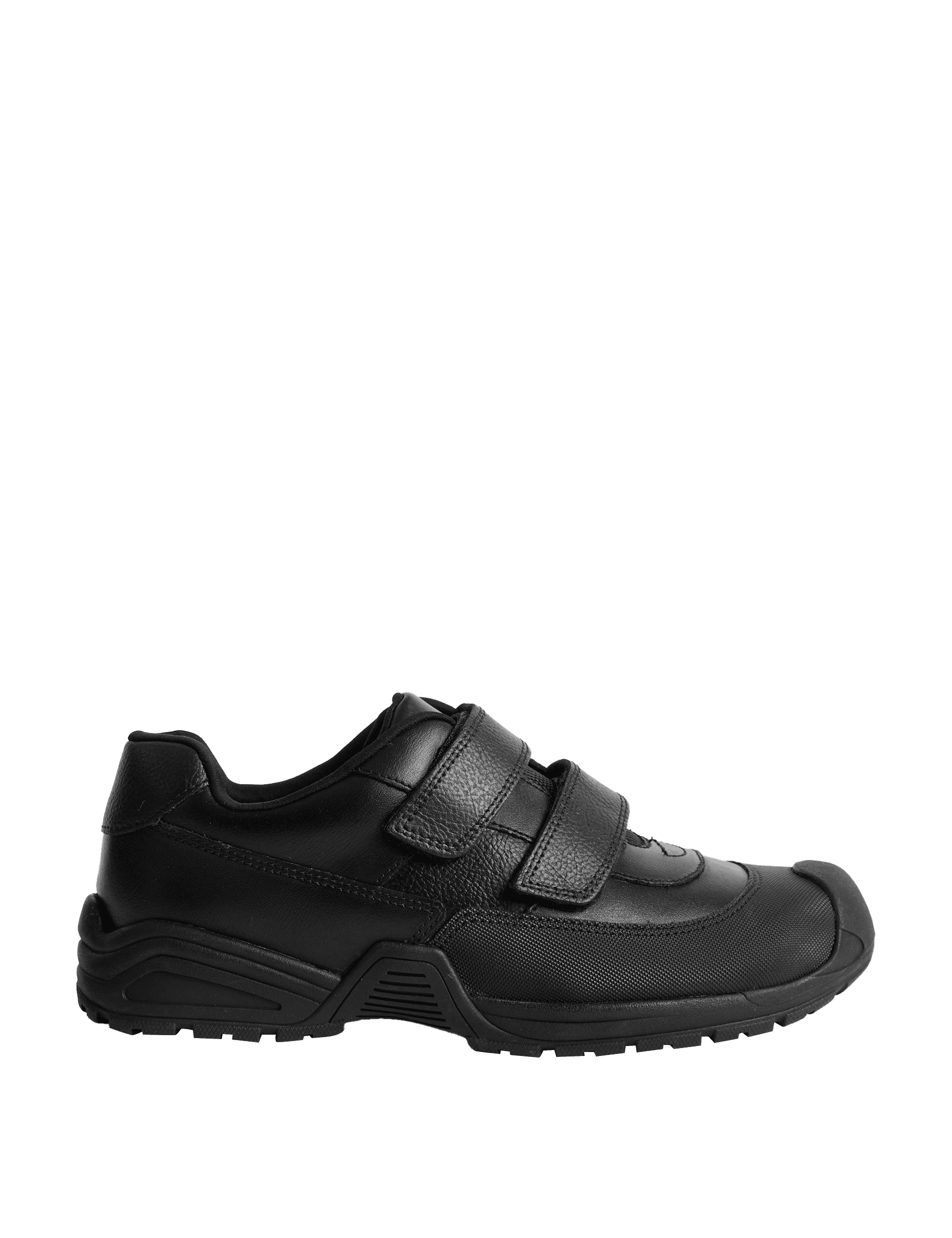 M&S Collection Kids Leather Riptape School Shoes (2 Large - 9 Large) - 3 LSTD - Black, Black