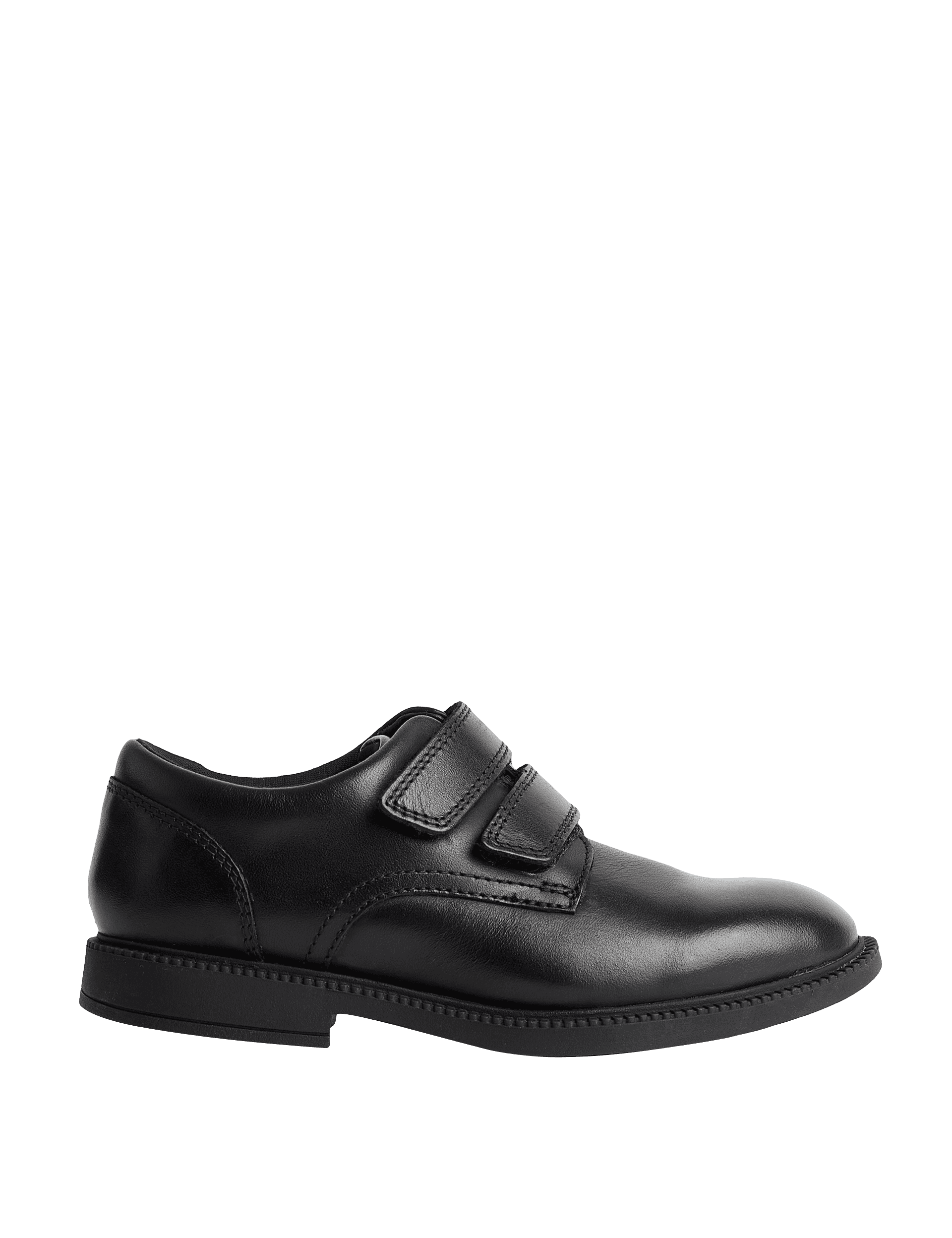 M&S Collection Kids Leather Riptape School Shoes (8 Small - 2 Large) - 2 LSTD - Black, Black