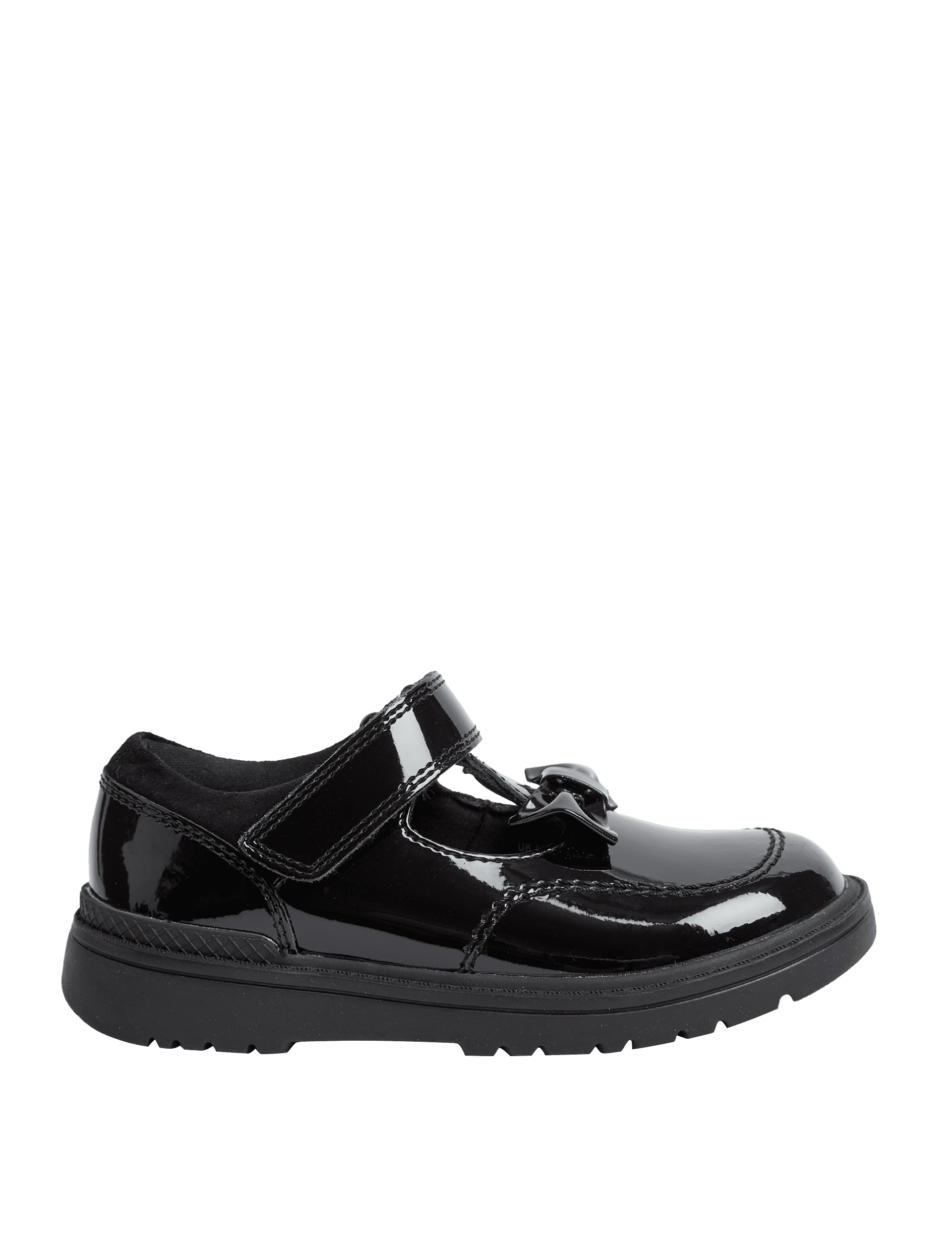 M&S Collection Kids Leather T-Bar School Shoes (8 Small - 2 Large) - 1.5 LSTD - Black, Black