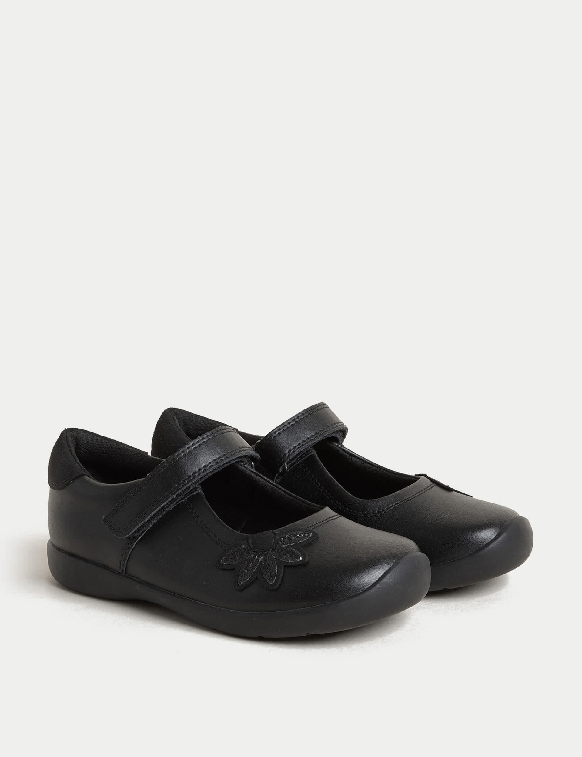 M&S Kids Leather School Shoes (8 Small - 2 Large) - 2 LSTD - Black, Black