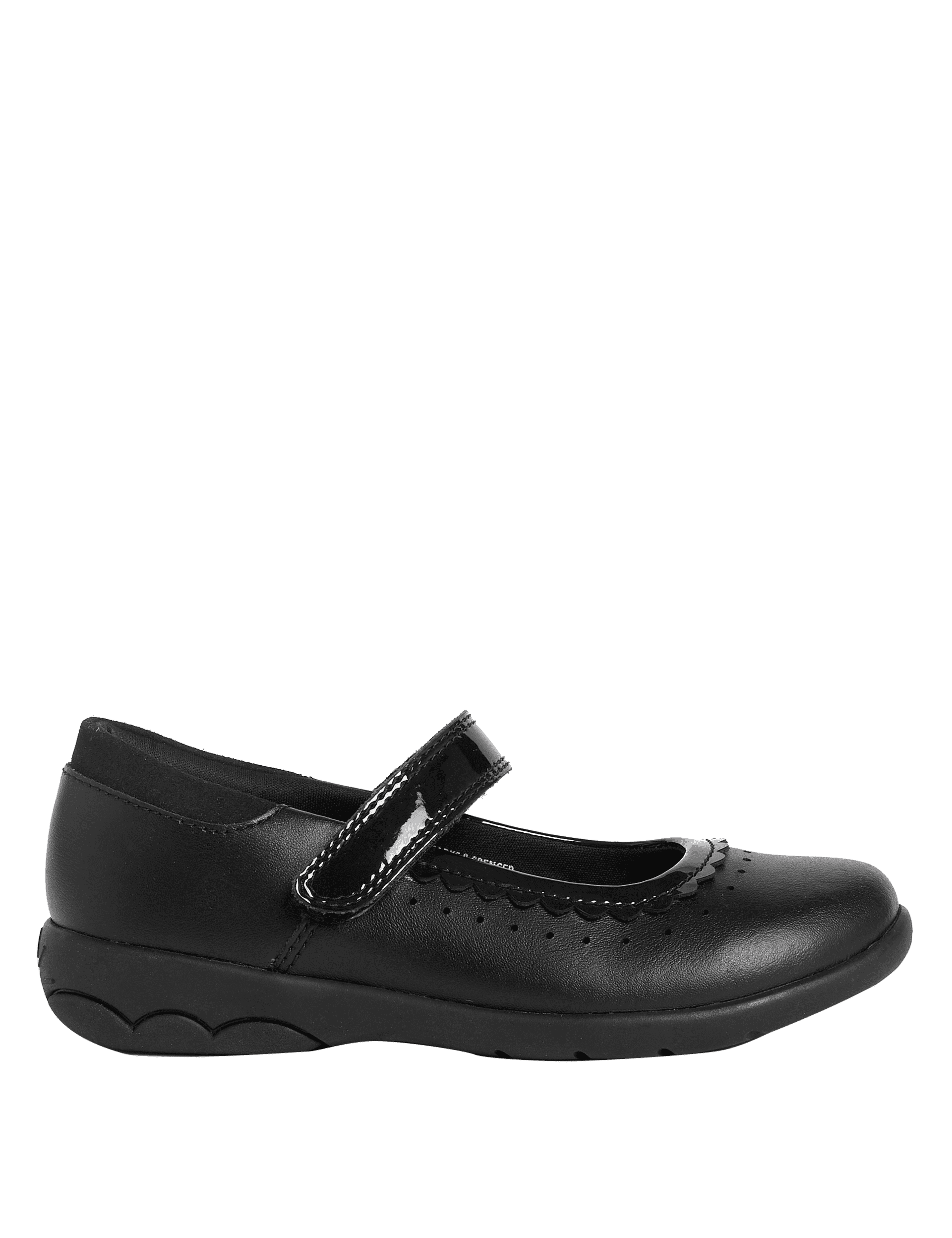 M&S Collection Kids Leather Riptape School Shoes (8 Small - 2 Large) - 8 SNAR - Black, Black