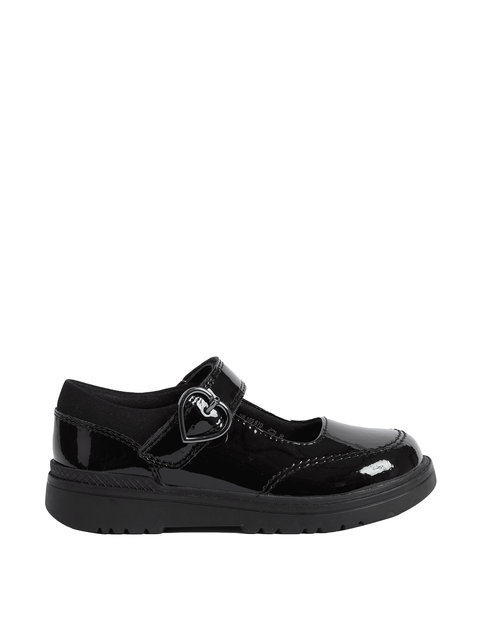 M&S Collection Kids Patent Leather Buckle School Shoes (8 Small - 2 Large) - 1 LSTD - Black, Black