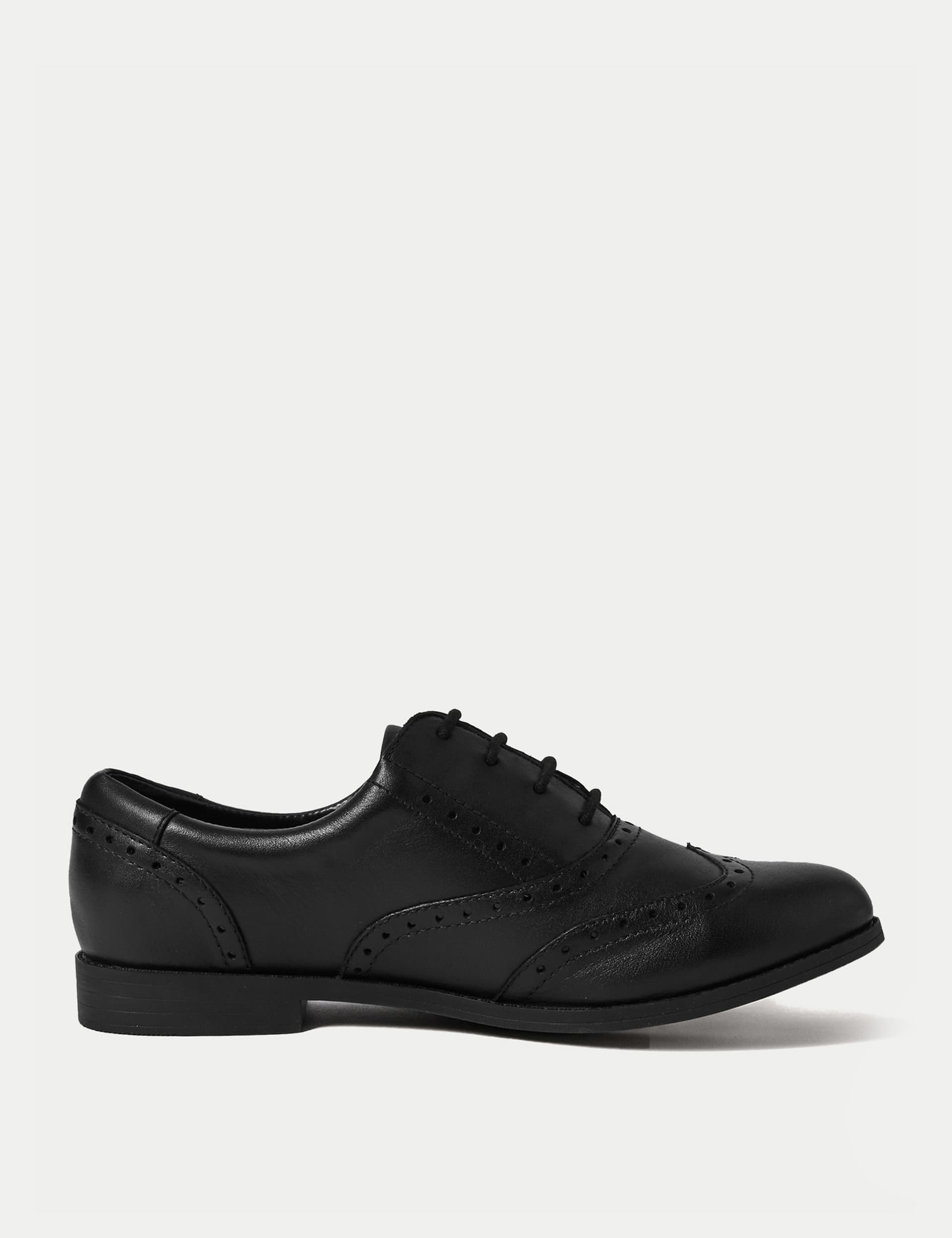 M&S Kids Leather Lace-up Brogues School Shoes (13 Small - 7 Large) - 4 LSTD - Black, Black