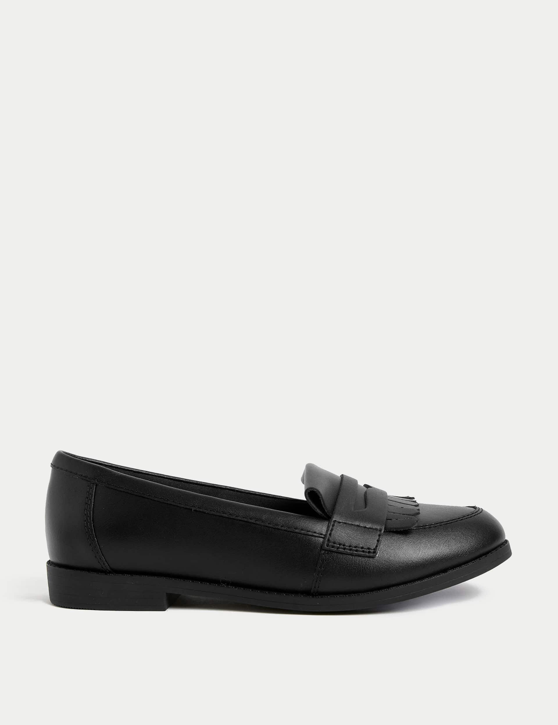 M&S Kids Leather School Loafers (13 Small - 7 Large) - 3 LSTD - Black, Black