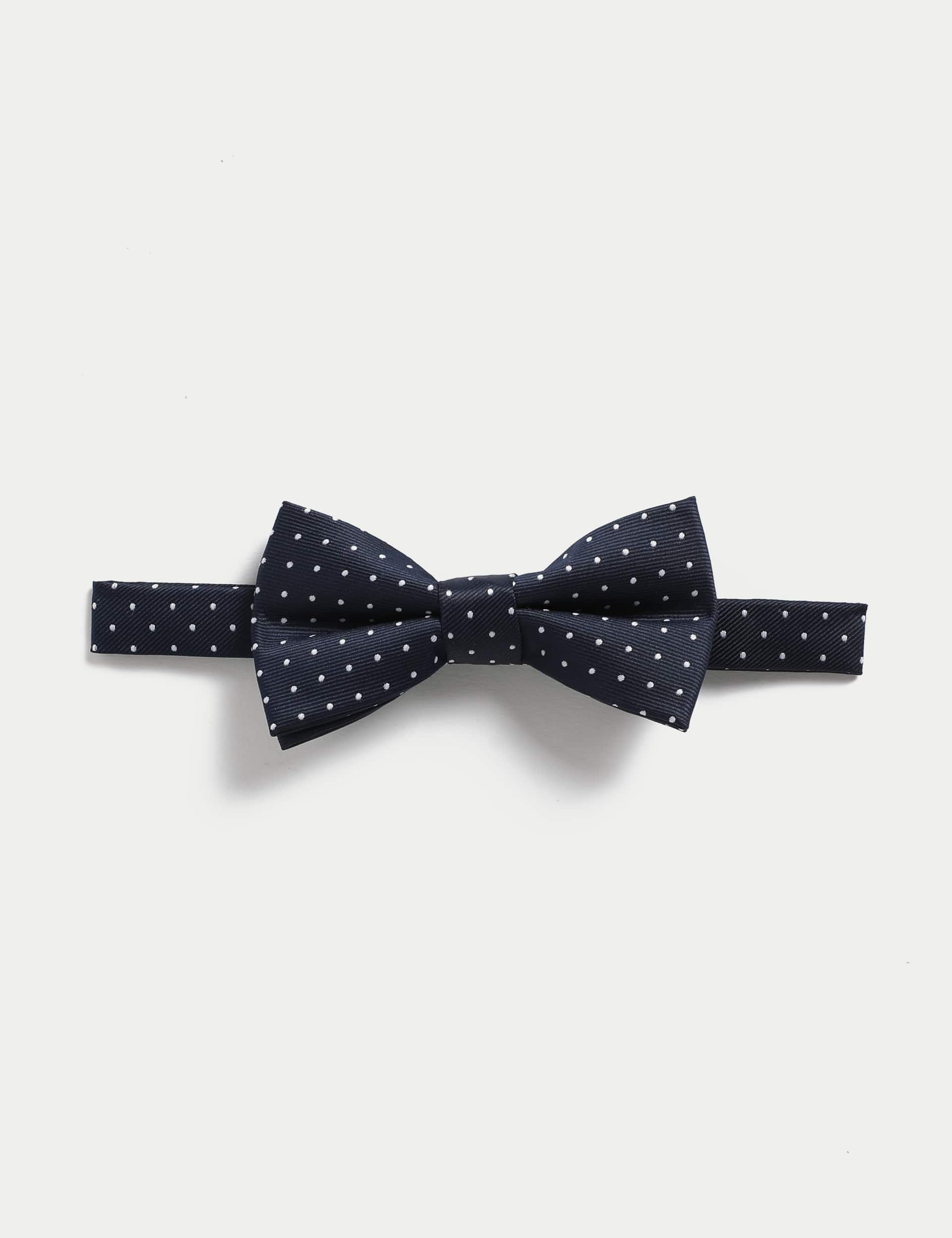 M&S Collection Kids Spotty Bow Tie - S-M - Navy, Navy