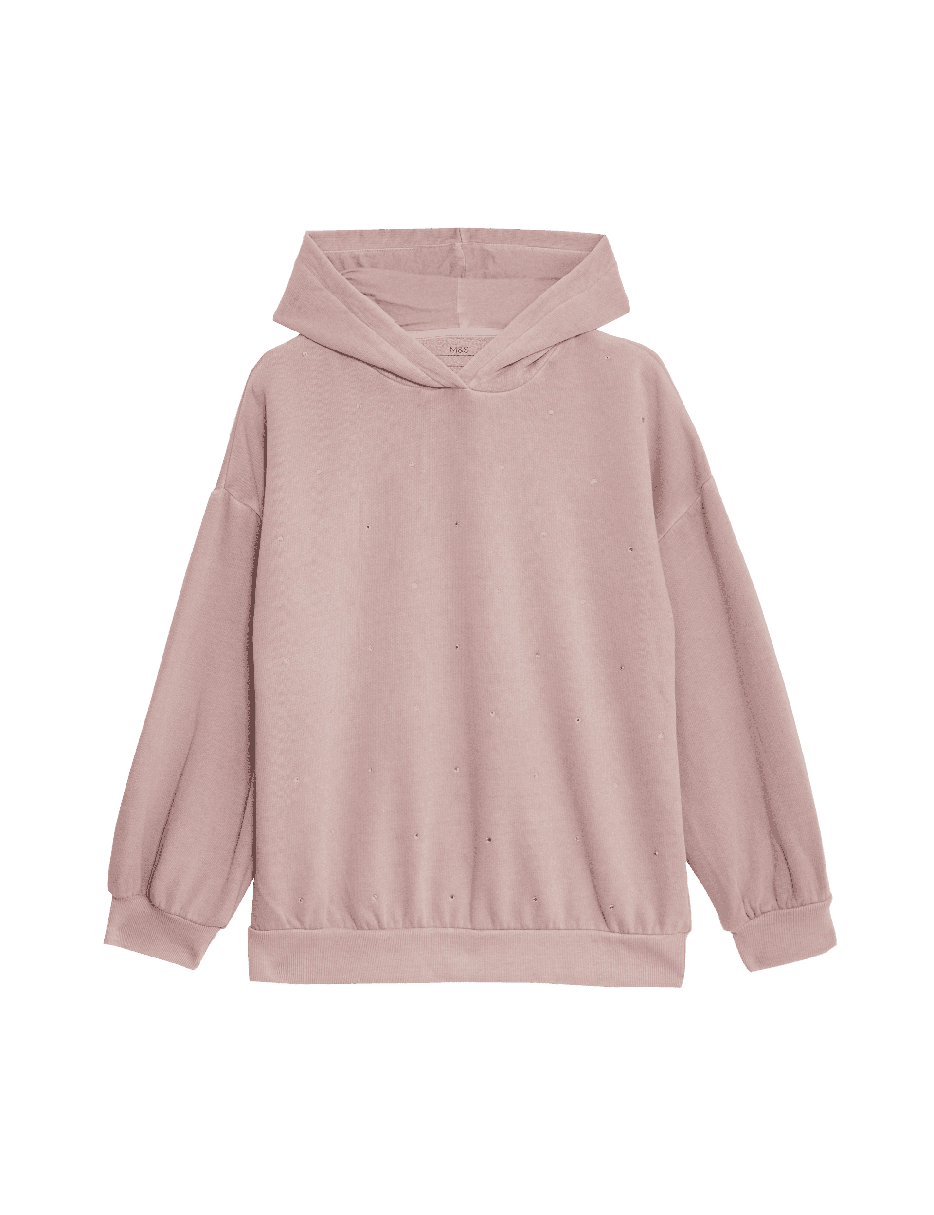 M&S Collection Girls Cotton Rich Diamante Gem Hoodie (6-16 Yrs) - 11-12 - Pink, Pink