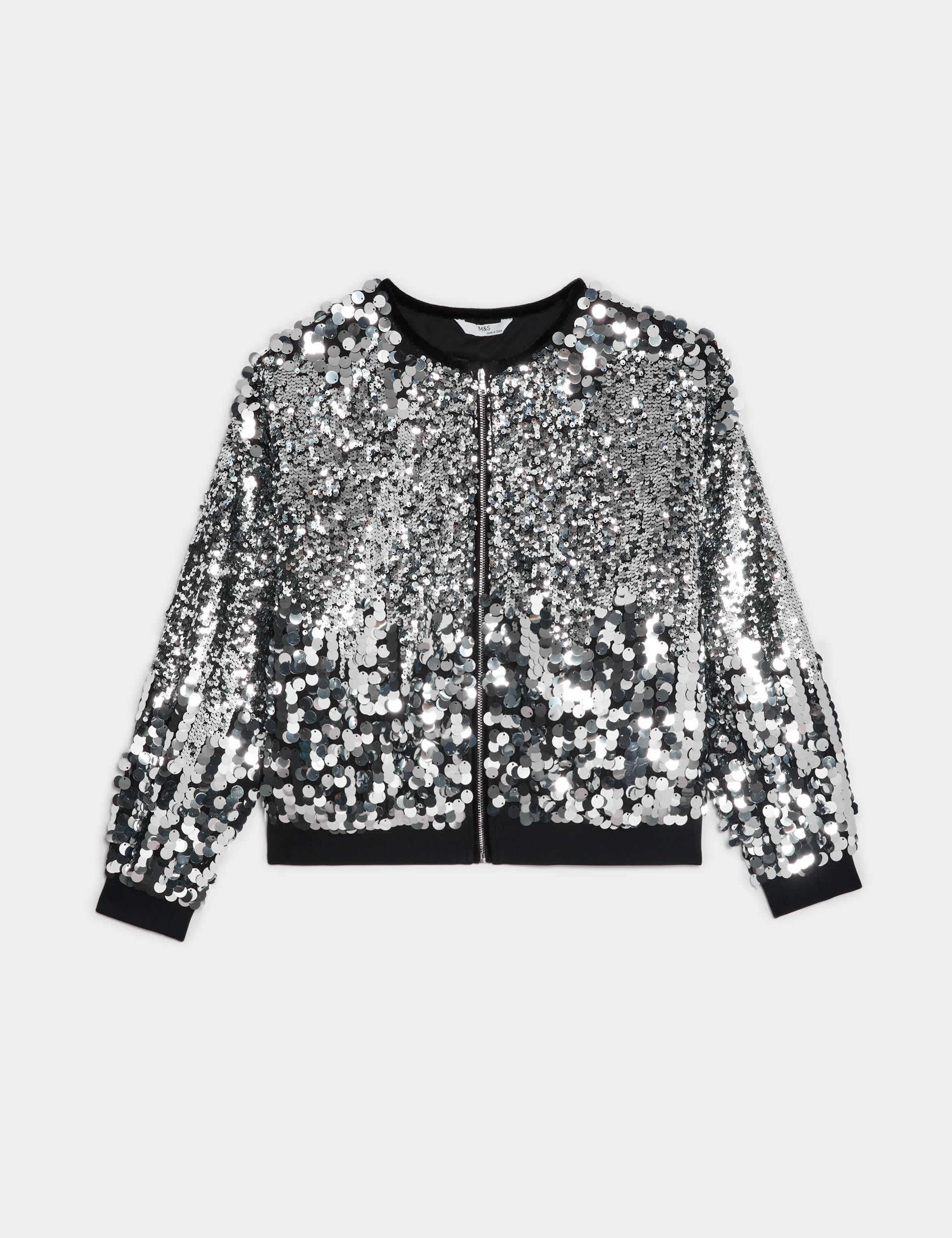 M&S Girls Sequin Bomber (6-16 Yrs) - 11-12 - Silver, Silver