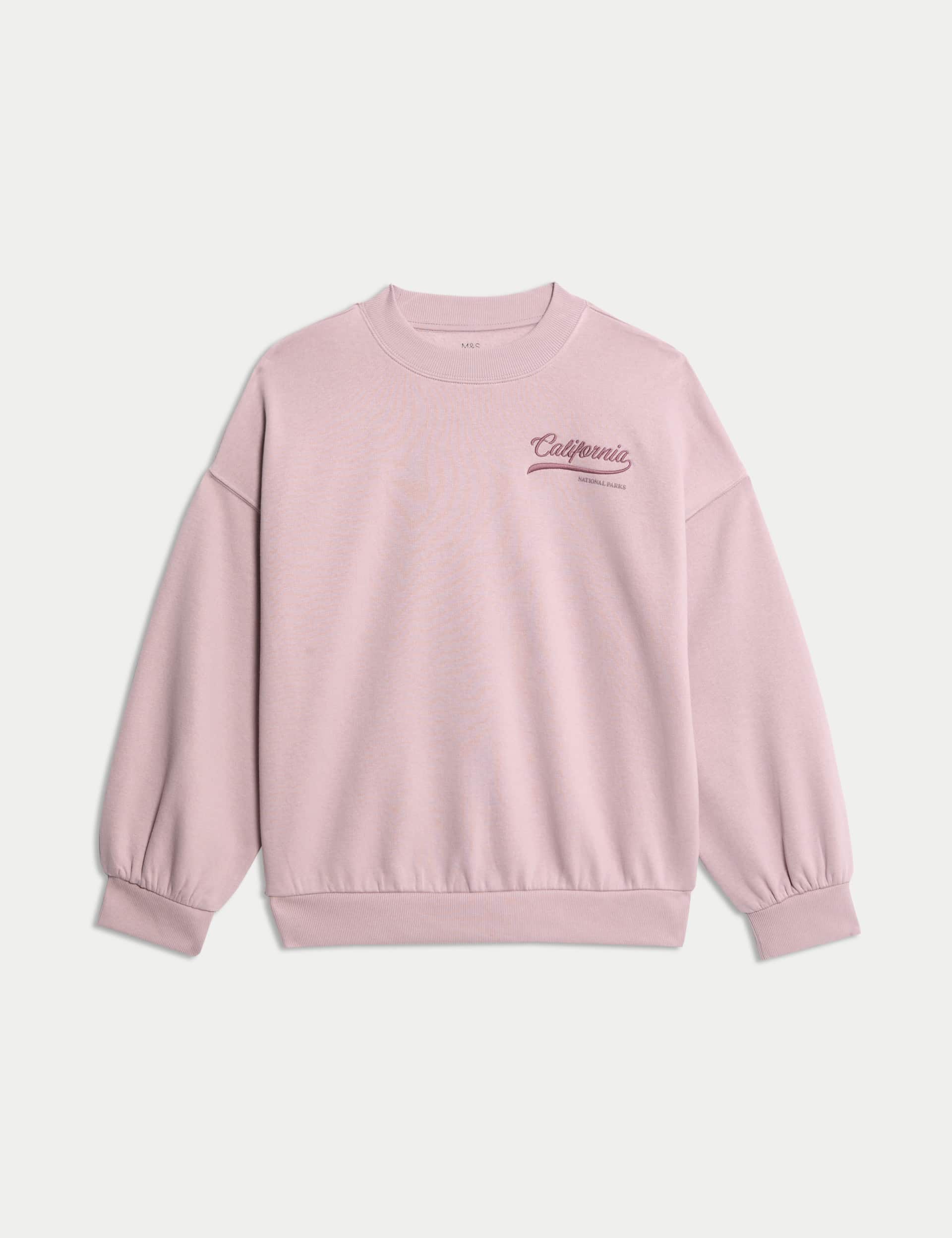 M&S Girls Cotton Rich California Slogan Sweatshirt (6-16 Yrs)