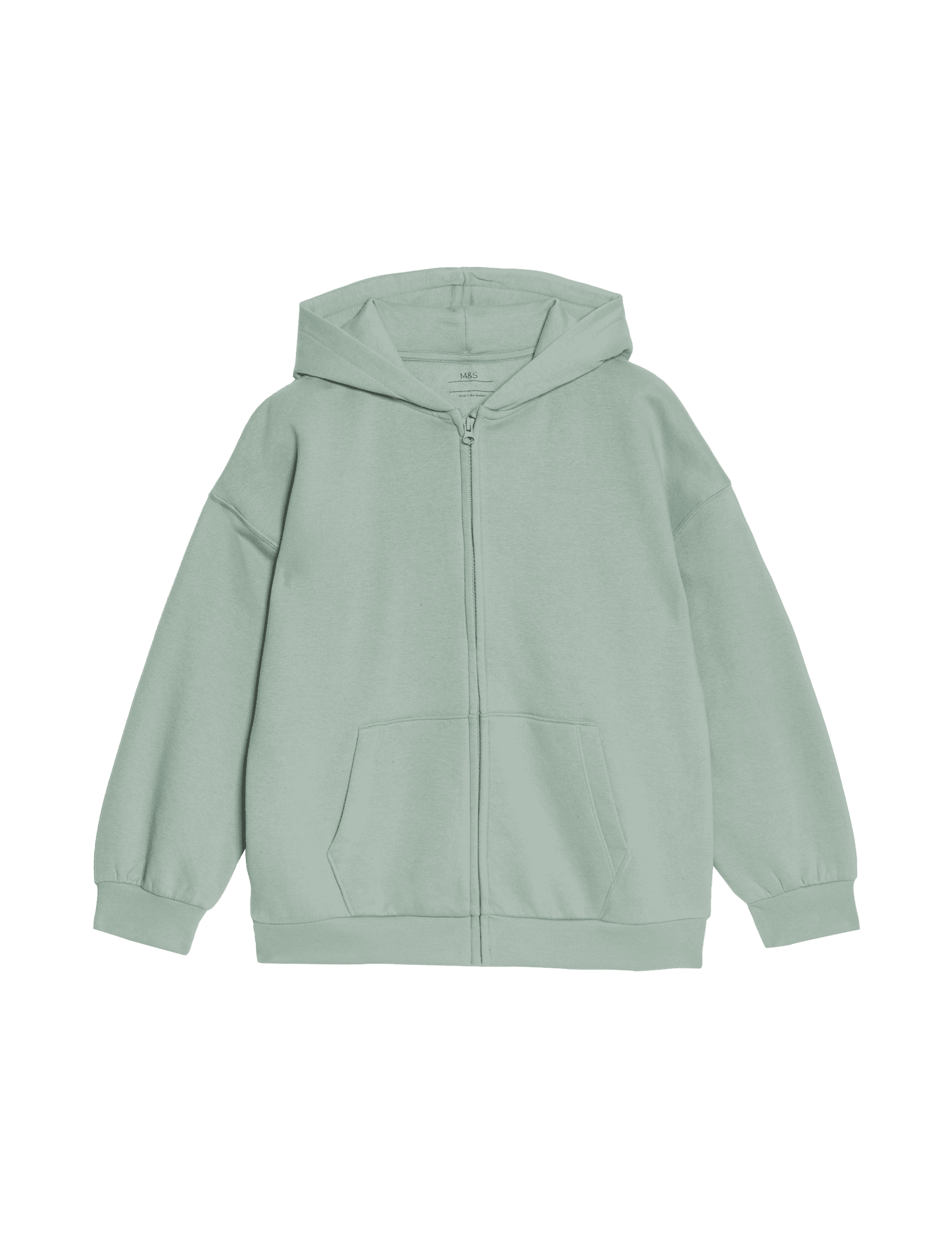 M&S Collection Girls Cotton Rich Zip Hoodie (6-16 Yrs) - 9-10Y - Khaki, Khaki,Grey Marl