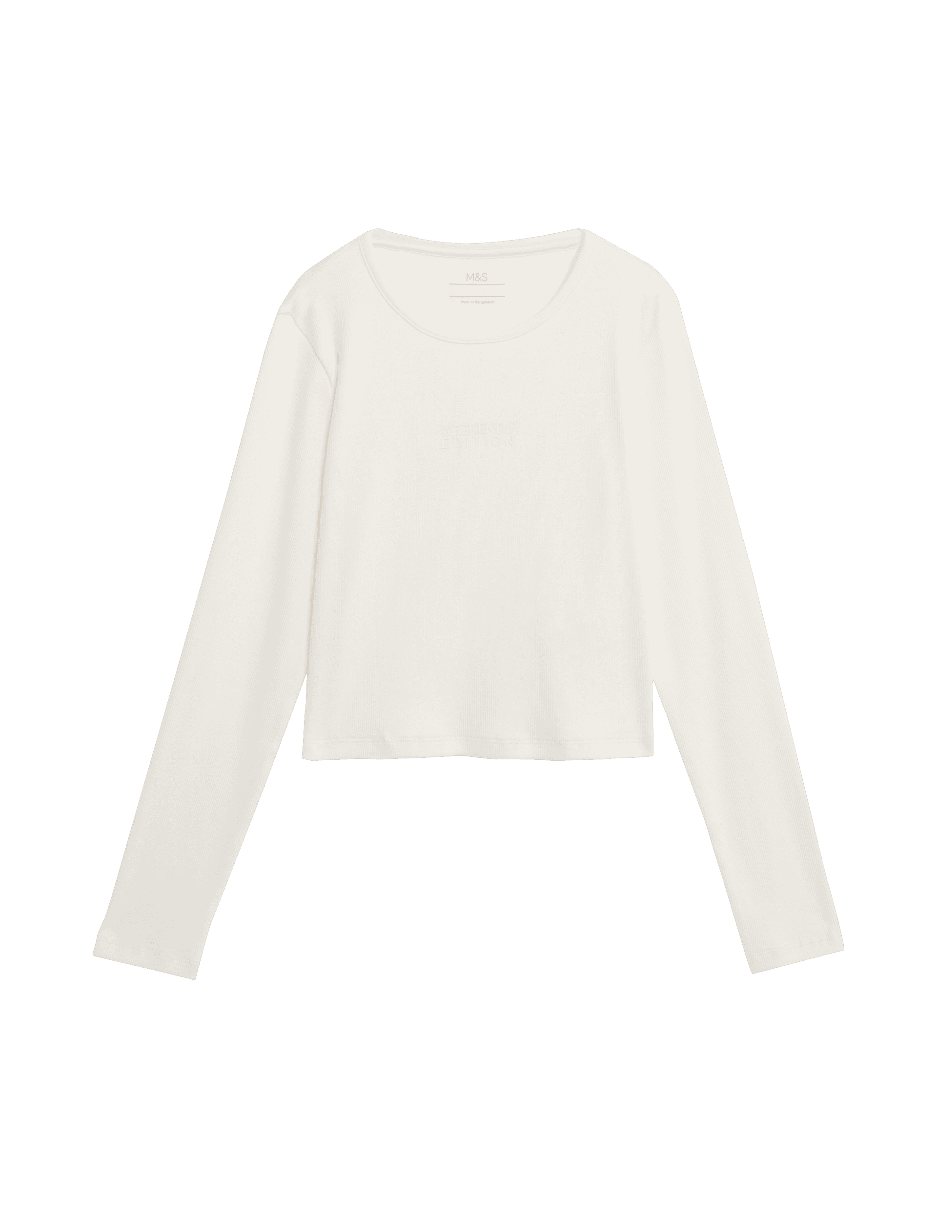 M&S Collection Girls Cotton Rich Ribbed Top (6-16 Yrs) - 9-10Y - Ecru, Ecru