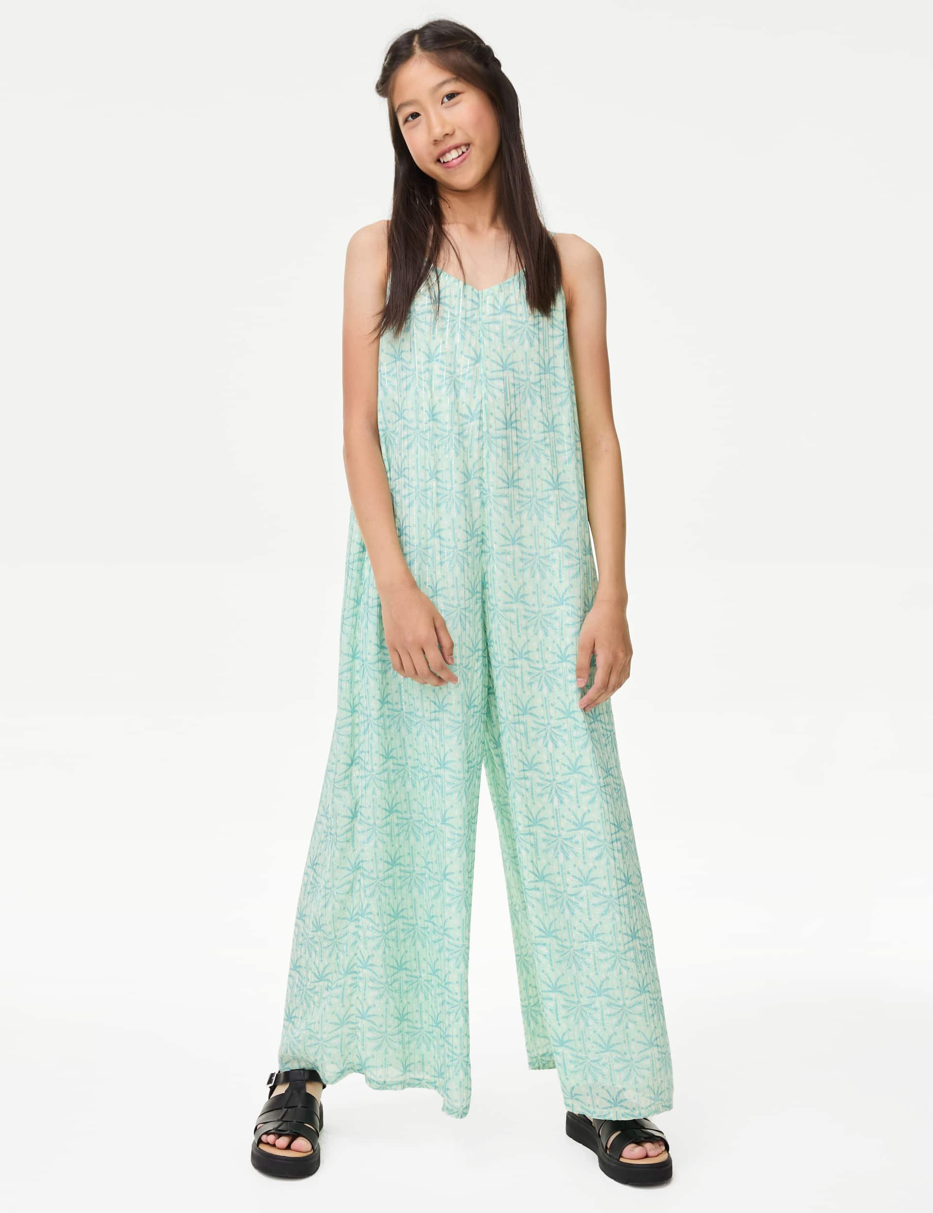 M&S Girls Printed Jumpsuit (6-16 Yrs) - 15-16 - Green Mix, Green Mix