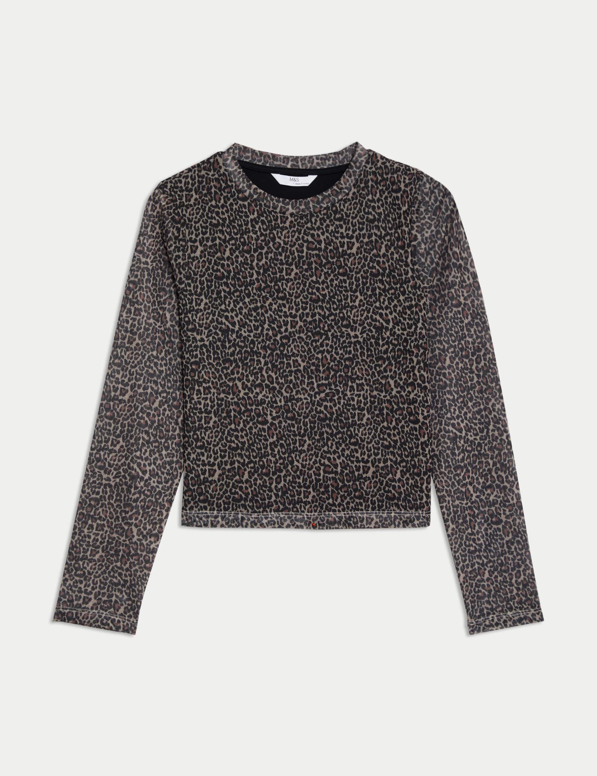 M&S Girls Animal Print Mesh Top (6-16 Yrs)