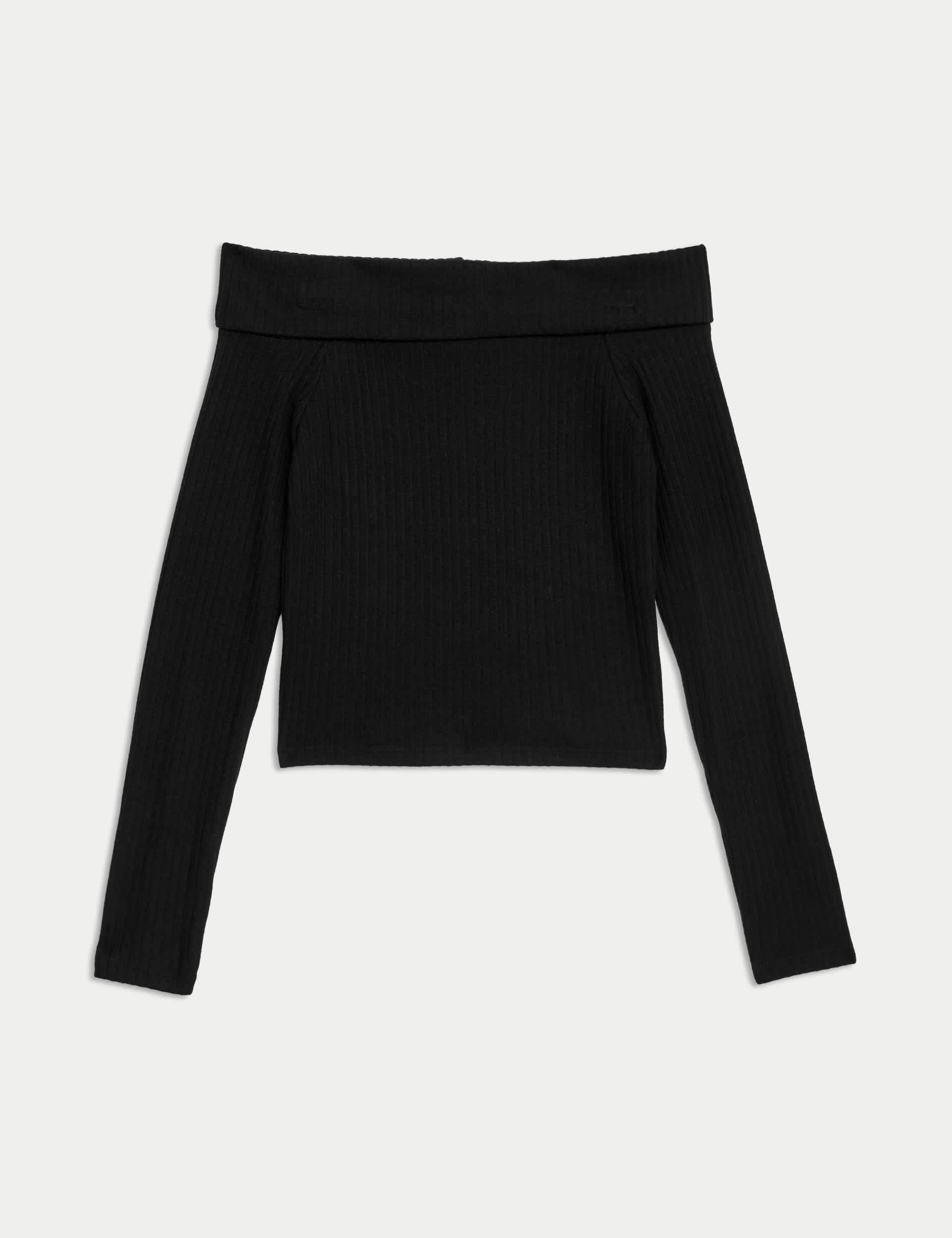 M&S Girls Ribbed Bardot Top (6-16 Yrs)