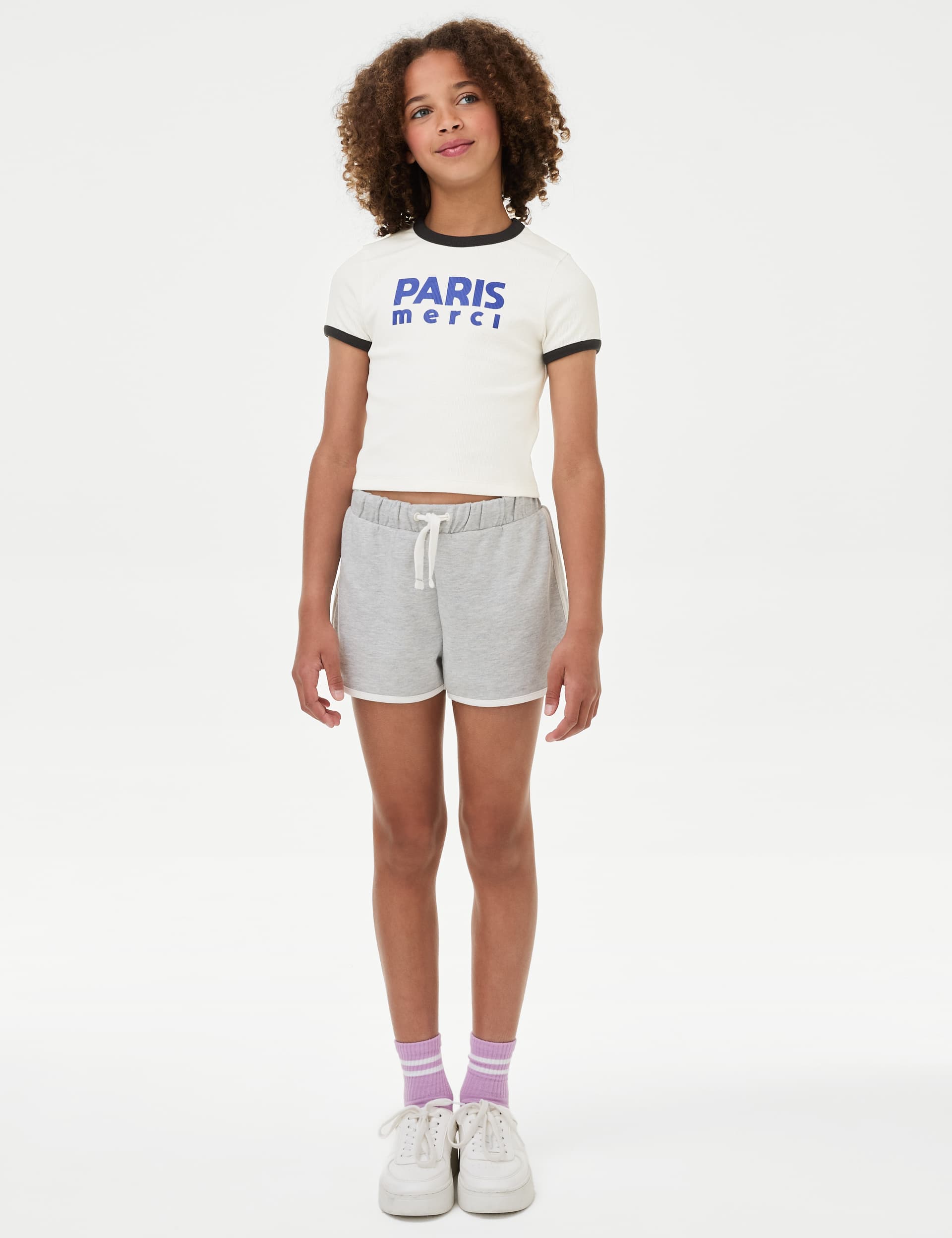 M&S Girls Cotton Rich Ribbed T-Shirt (6-16 Yrs)