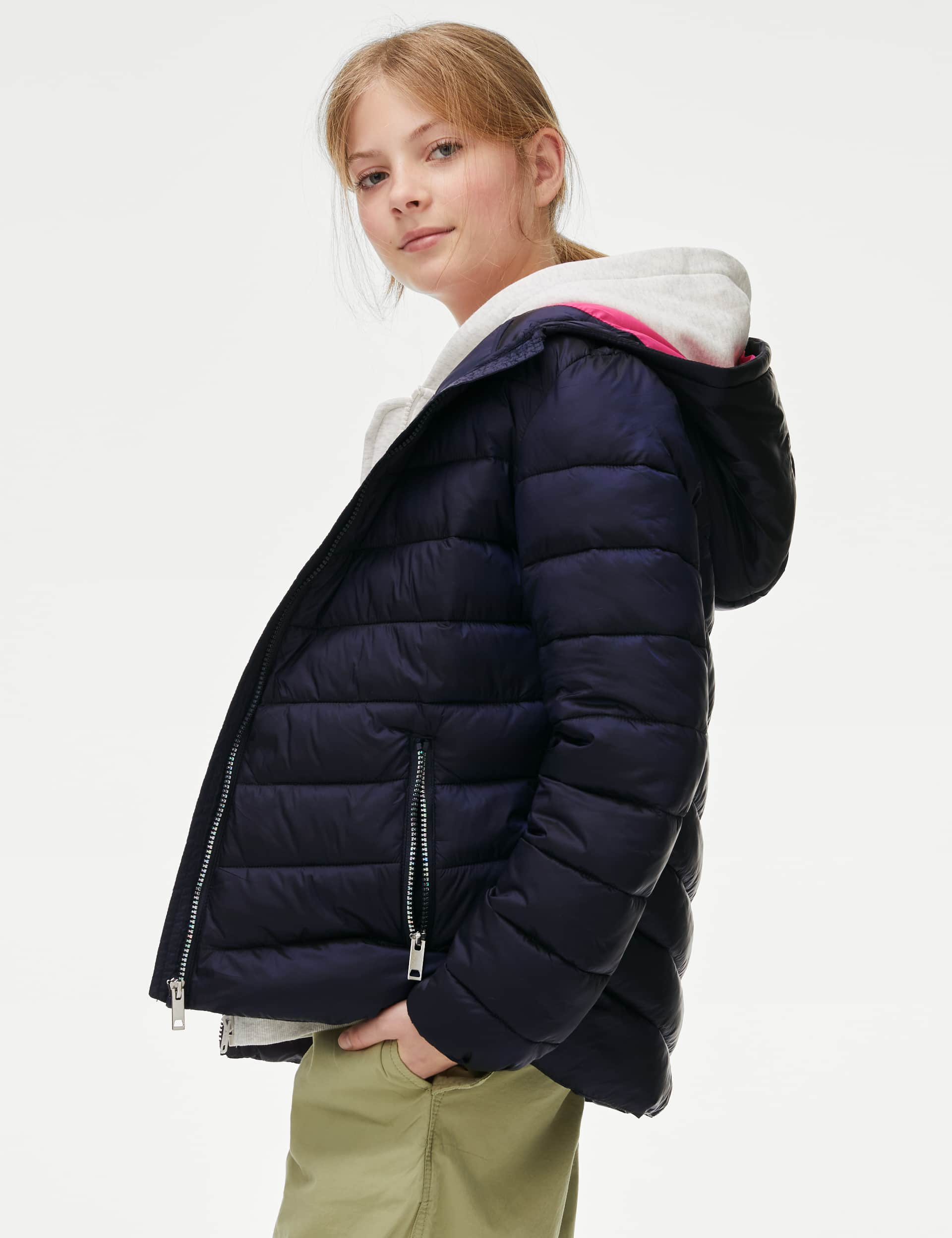 M&S Stormwear Lightweight Padded Jacket (6-16 Yrs) - 13-14 - Navy, Navy