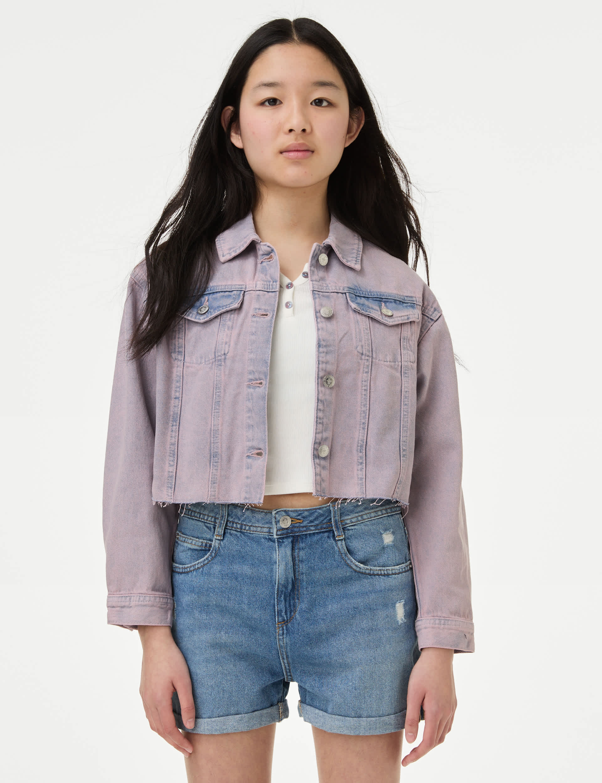 M&S Girls Denim Jacket (6-16 Yrs) - 13-14 - Pink, Pink