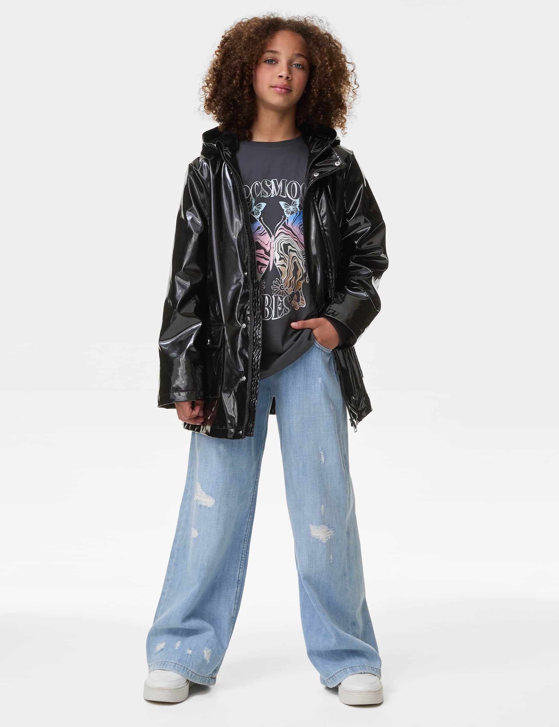 M&S Girls Faux Fur Lined Hooded Fisherman Coat (6-16 Yrs)