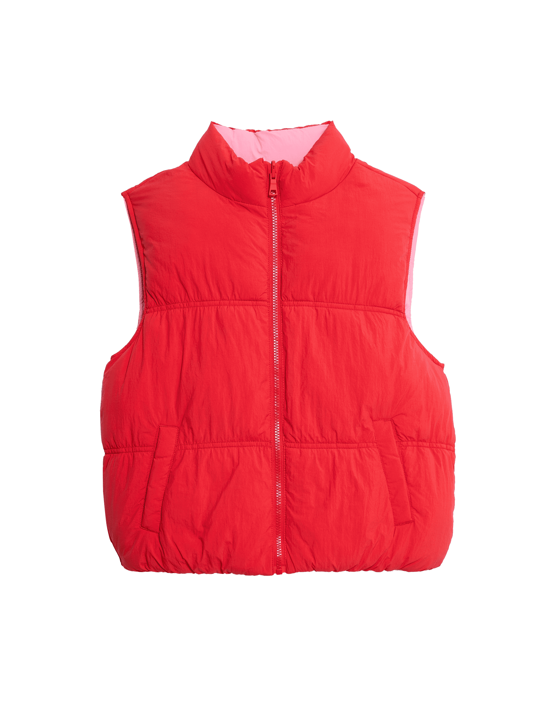 M&S Collection Girls Reversible Padded Gilet (6-16 Yrs) - 11-12 - Red Mix, Red Mix