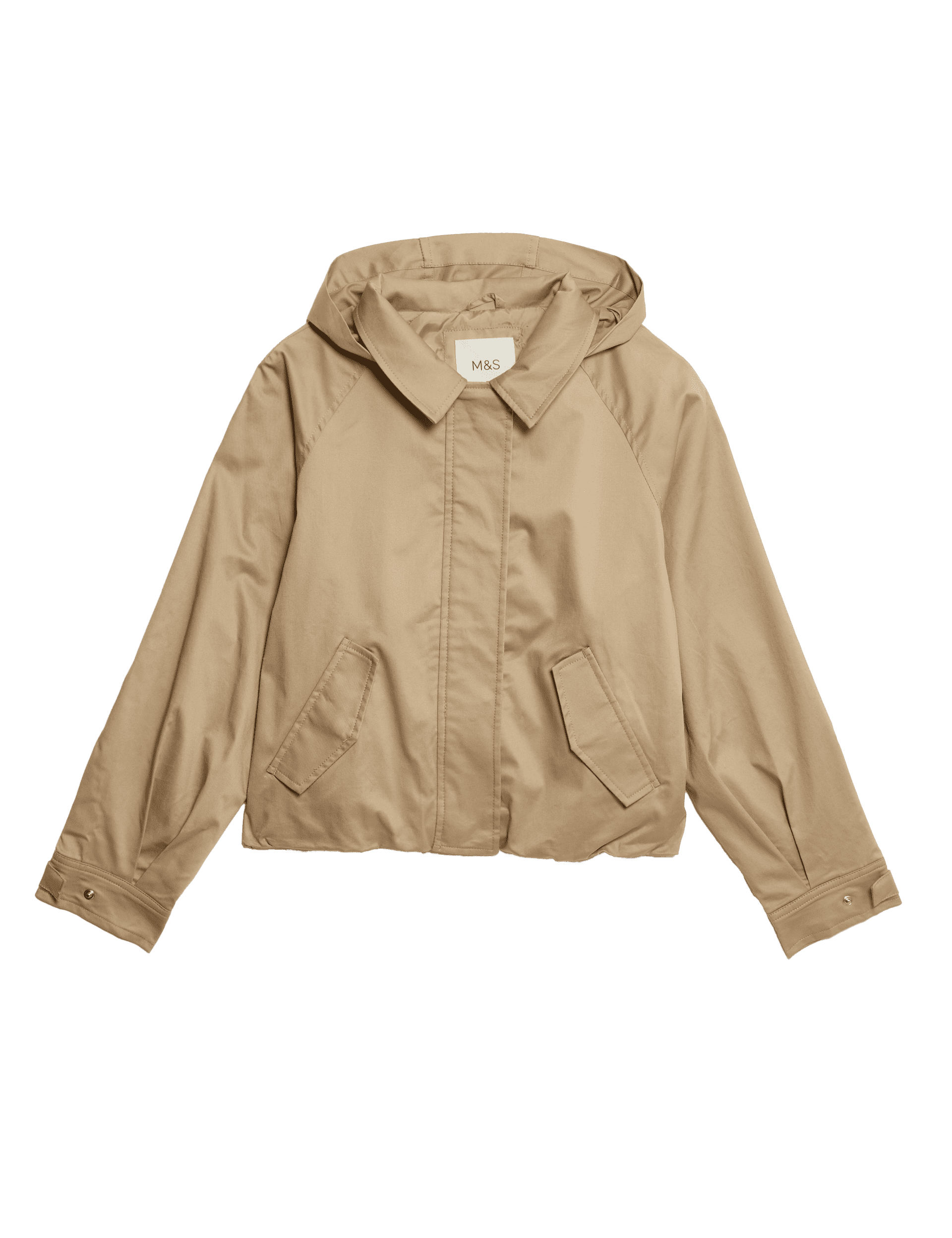 M&S Collection Girls Cotton Rich Cropped Trench Jacket (2-16 Yrs) - 7-8 Y - Neutral, Neutral