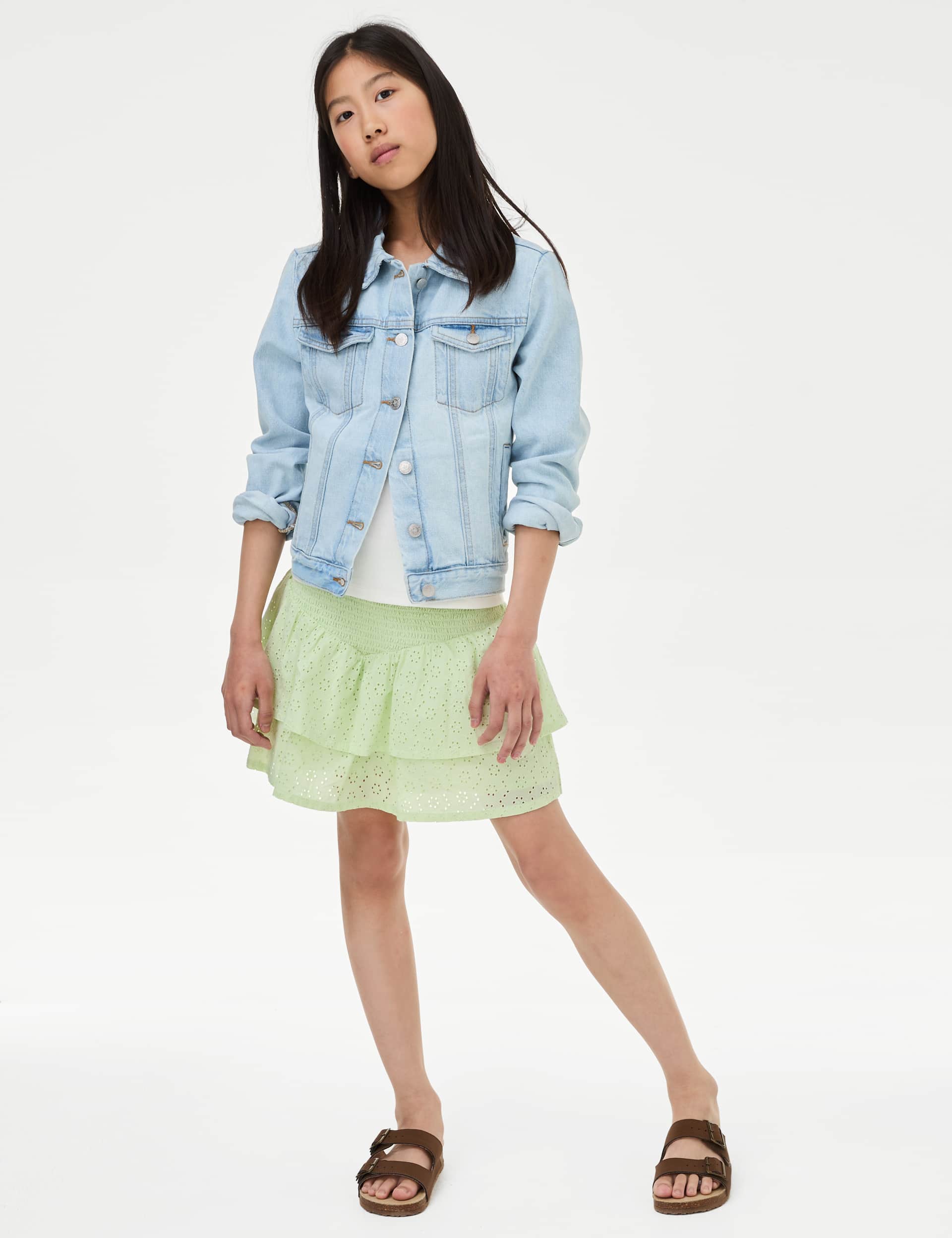 M&S Girls Pure Cotton Broderie Ra Ra Skirt (6-16 Yrs)