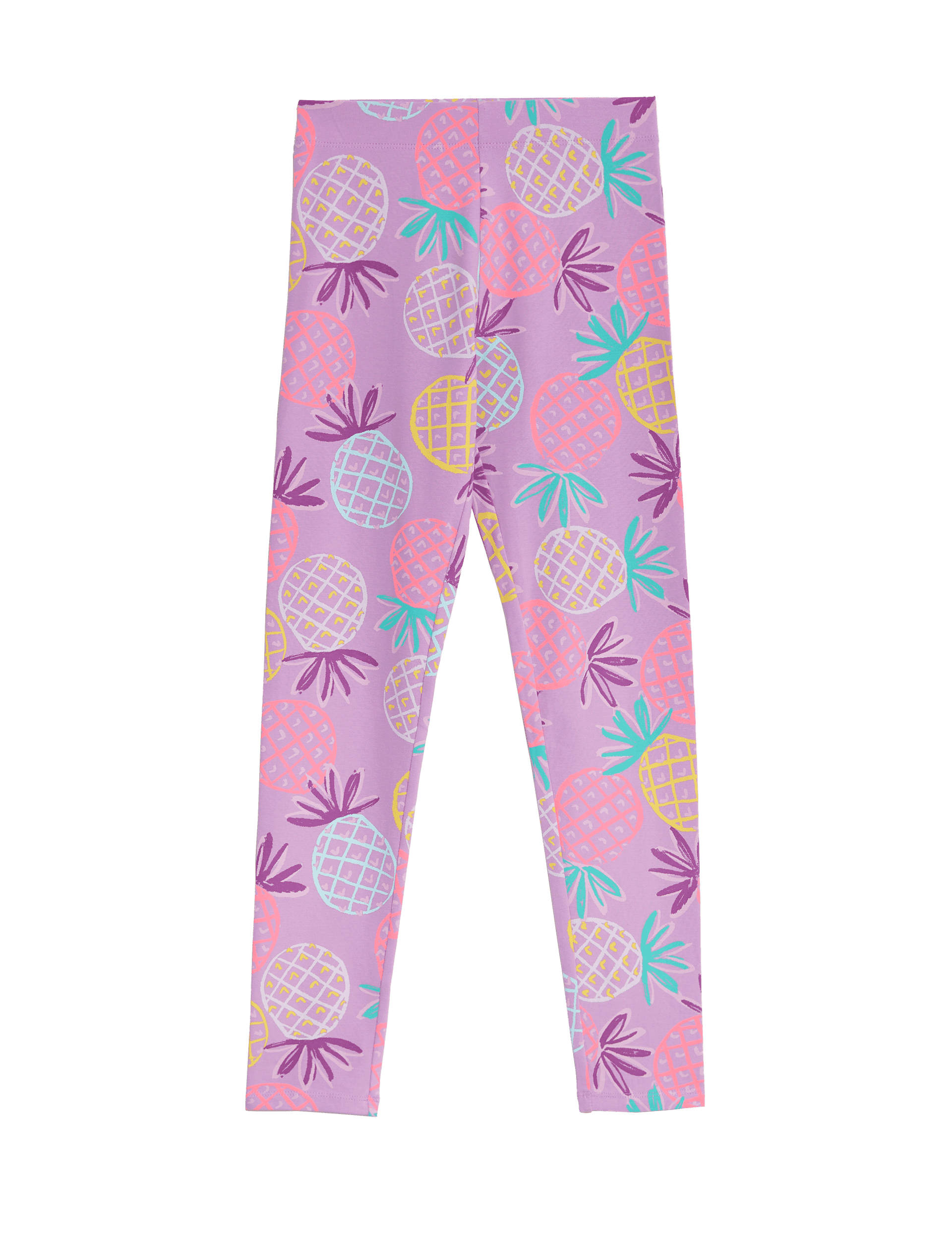 M&S Collection Girls Cotton Rich Printed Leggings (6 - 16 Yrs) - 14-15 - Purple Mix, Purple Mix