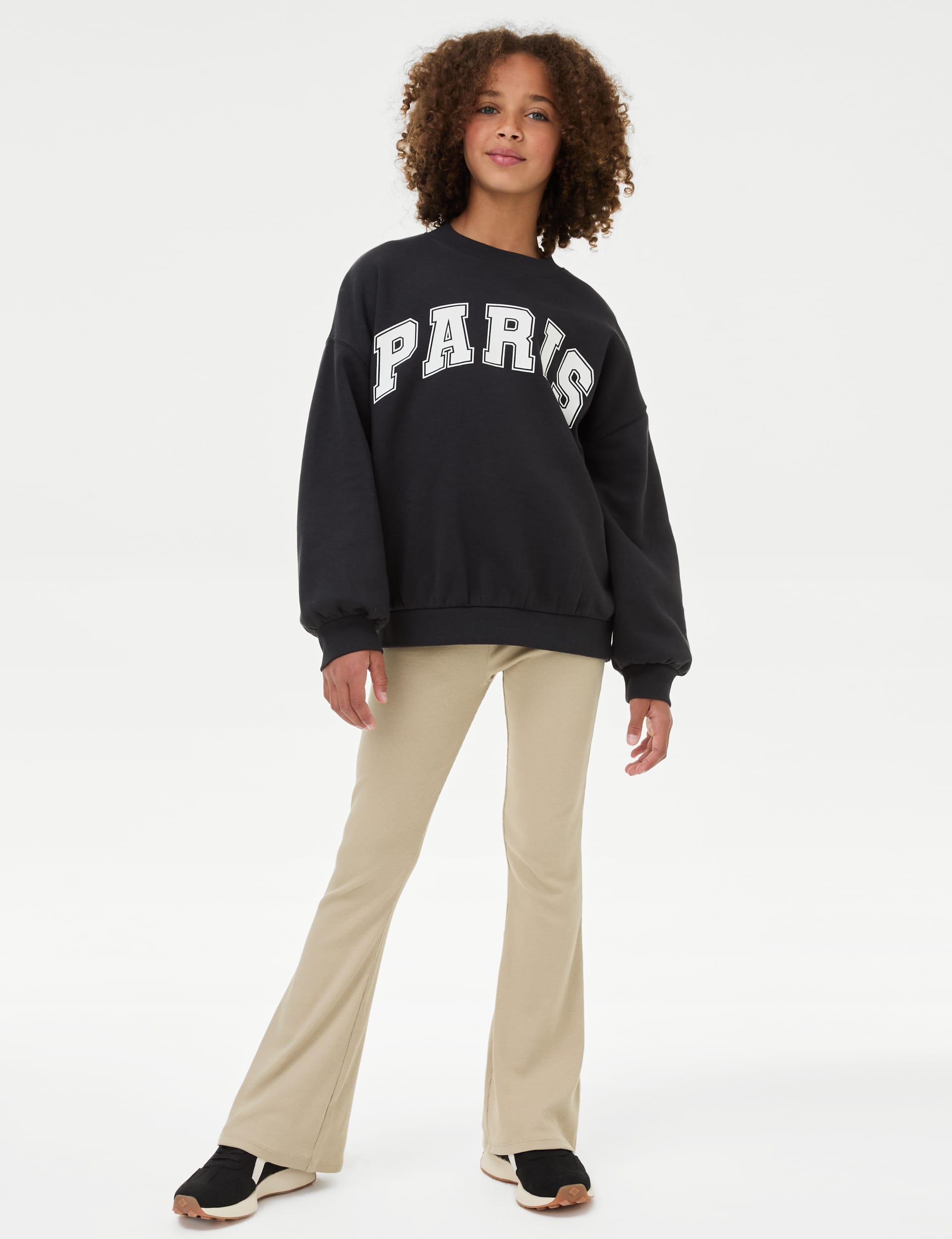 M&S Girls Cotton Rich Ribbed Flared Trousers (6-16 Yrs)