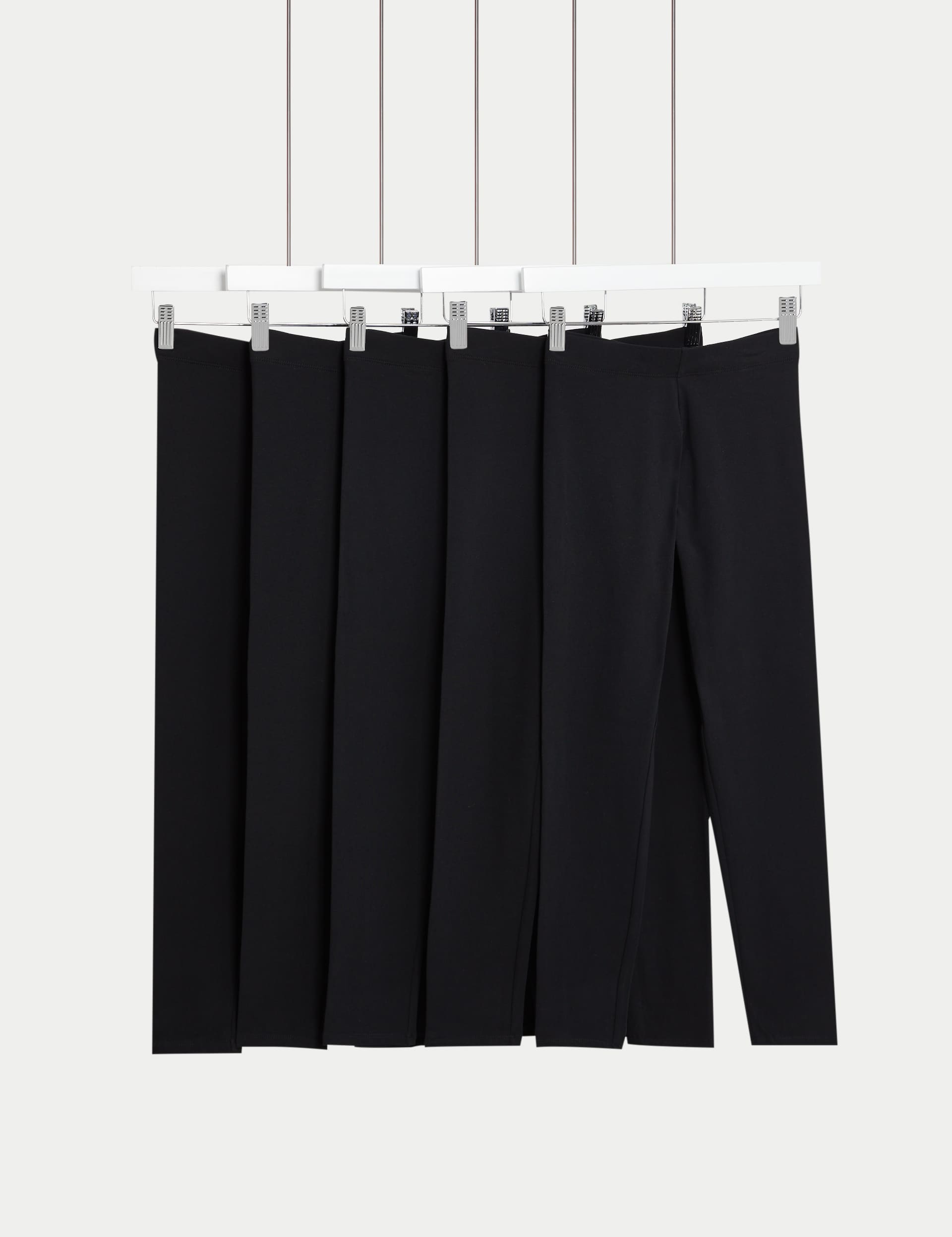 M&S Girls 5pk Cotton Rich Leggings (6-16 Yrs) - 10-11 - Black, Black,Navy