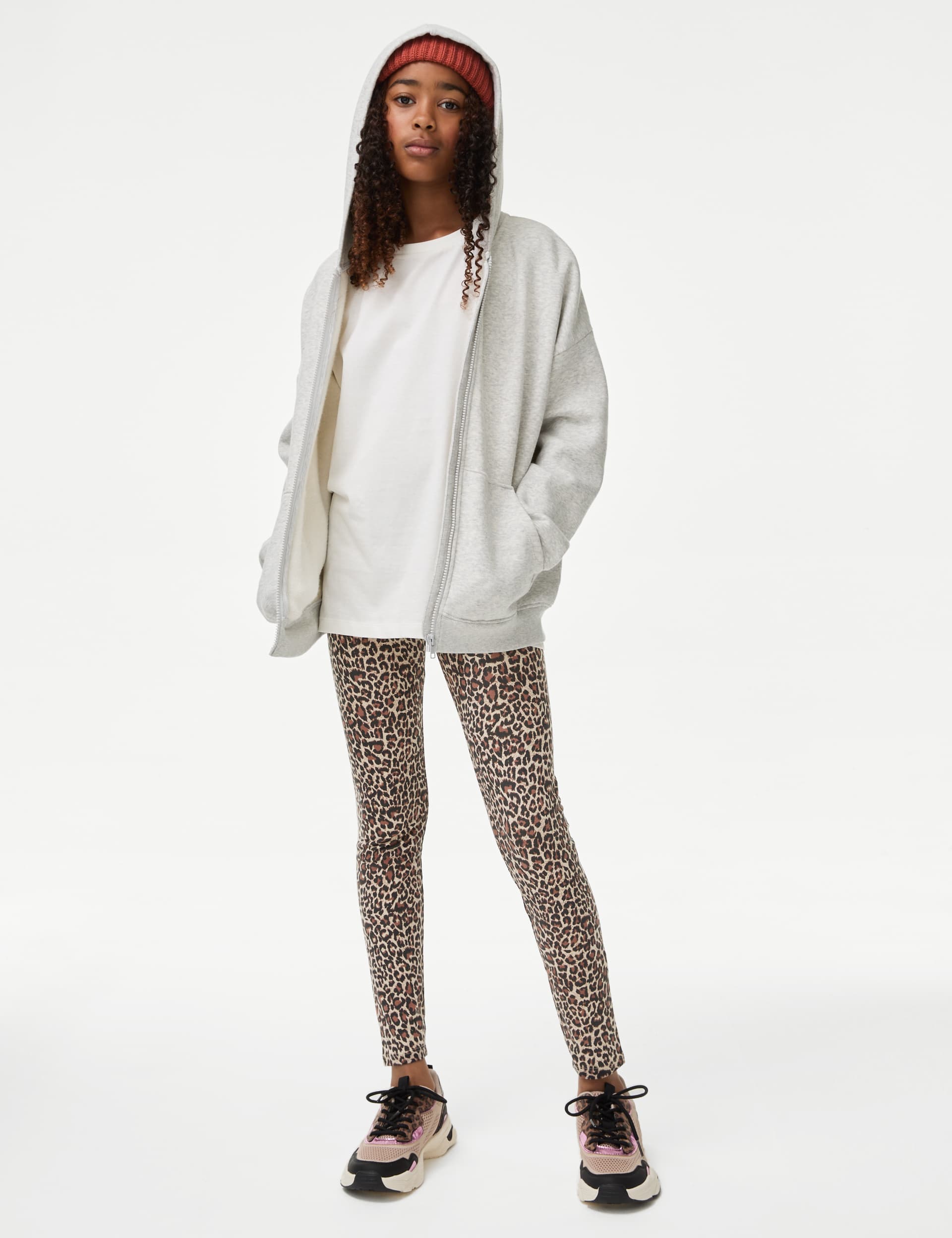 M&S Girls Cotton Rich Animal Print Leggings (6-16 Yrs)