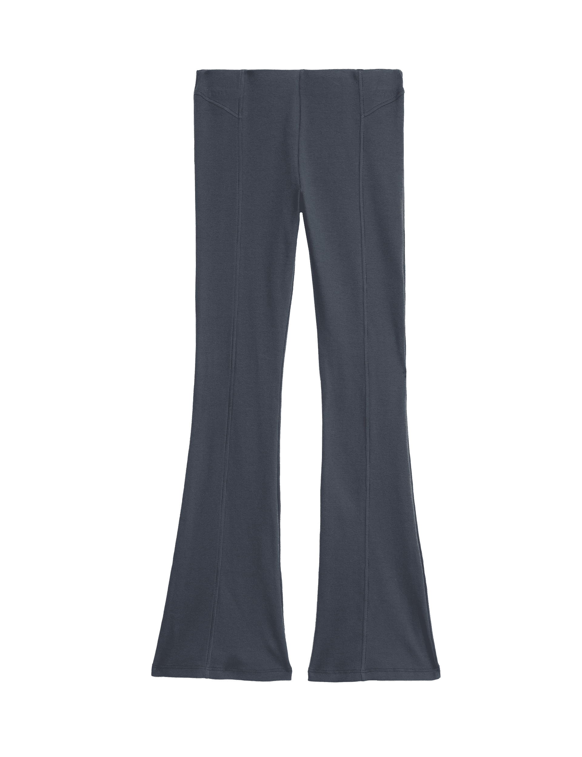 M&S Collection Girls Cotton Rich Ribbed Panel Flared Leggings (6-16 Yrs) - 12-13 - Dark Pewter, Dark