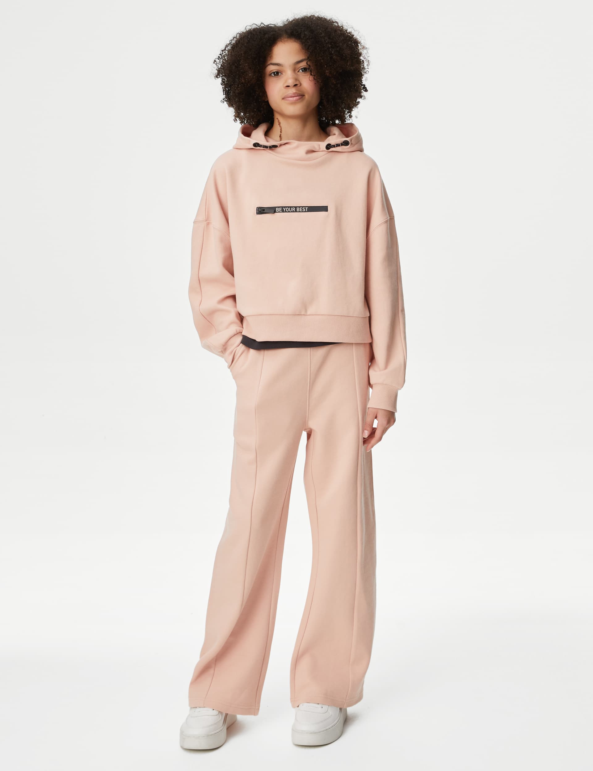 M&S Girls Wide Leg Cotton Rich Joggers (6-16 Yrs)