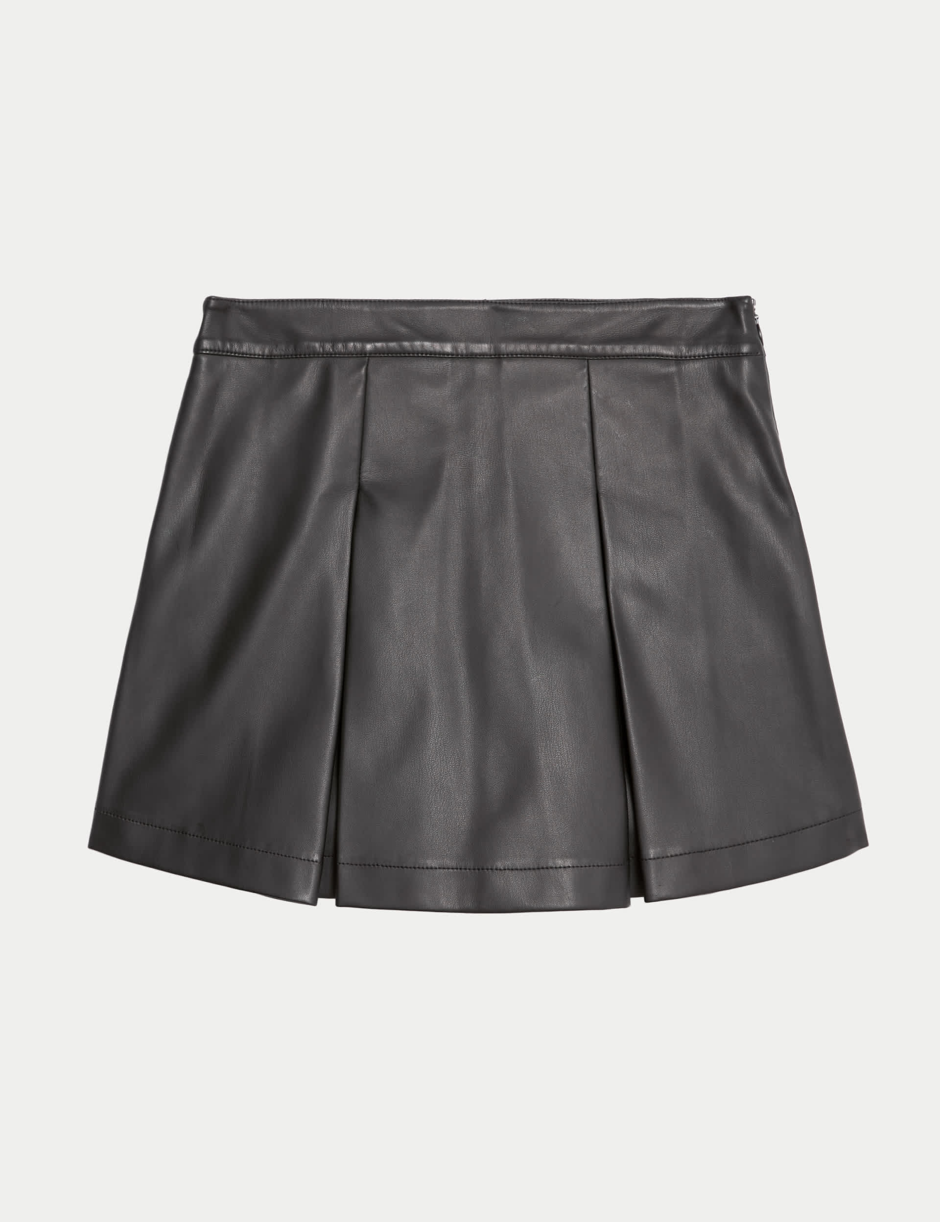 M&S Girls Mini Faux Leather Skort (6-16 Yrs) - 9-10Y - Black, Black