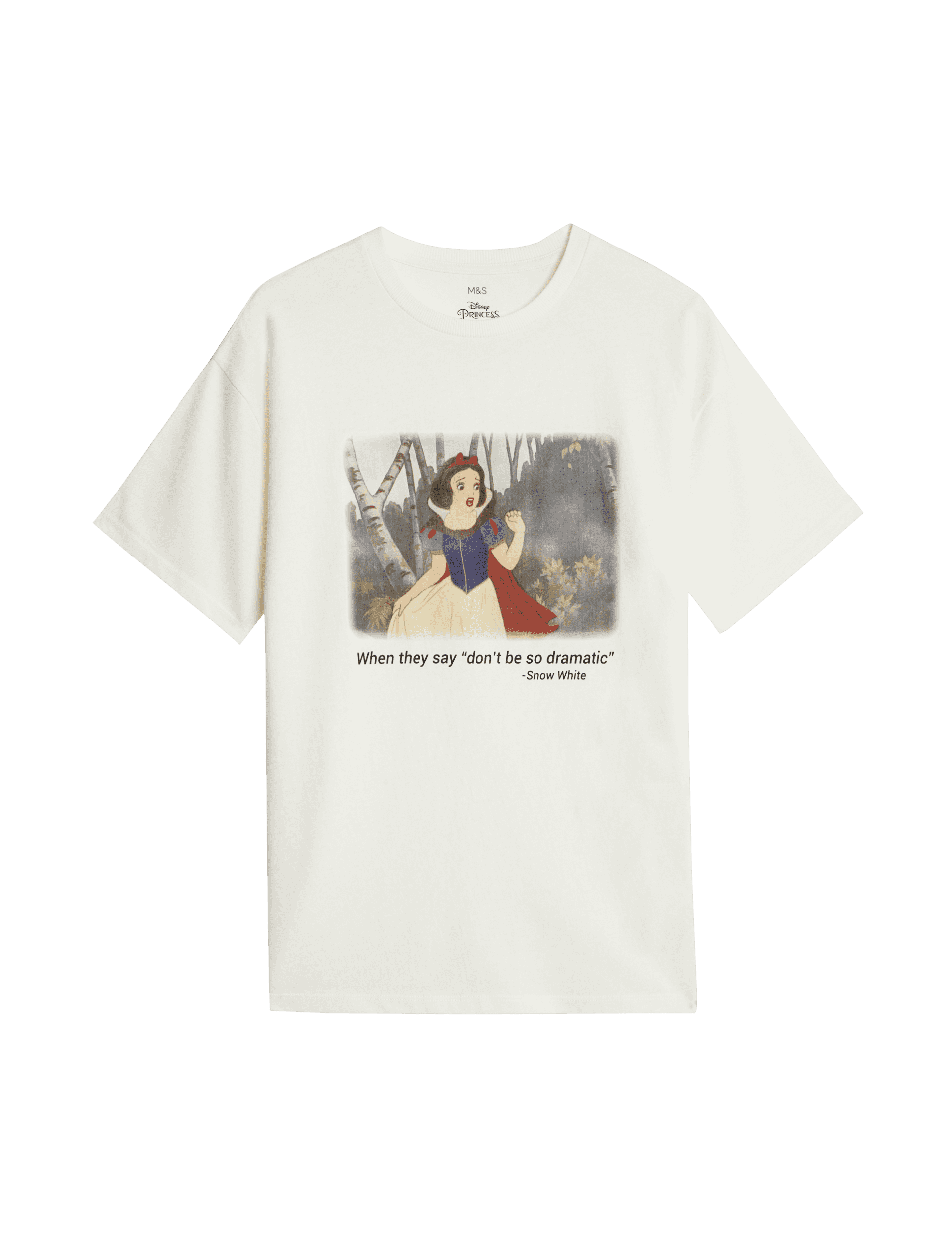 M&S Collection Girls Pure Cotton Snow White Graphic T-Shirt (6-16 Yrs) - 9-10Y - Ivory, Ivory