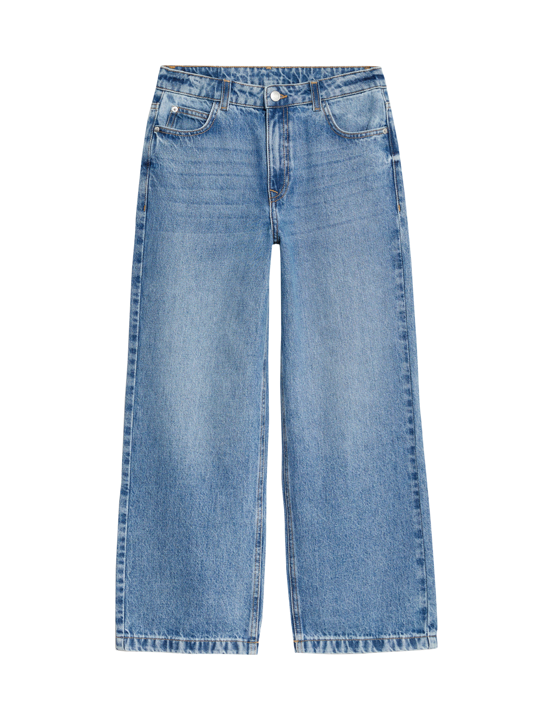 M&S Collection Girls Wide Leg Denim Jeans (6-16 Yrs) - 7-8 Y, Denim