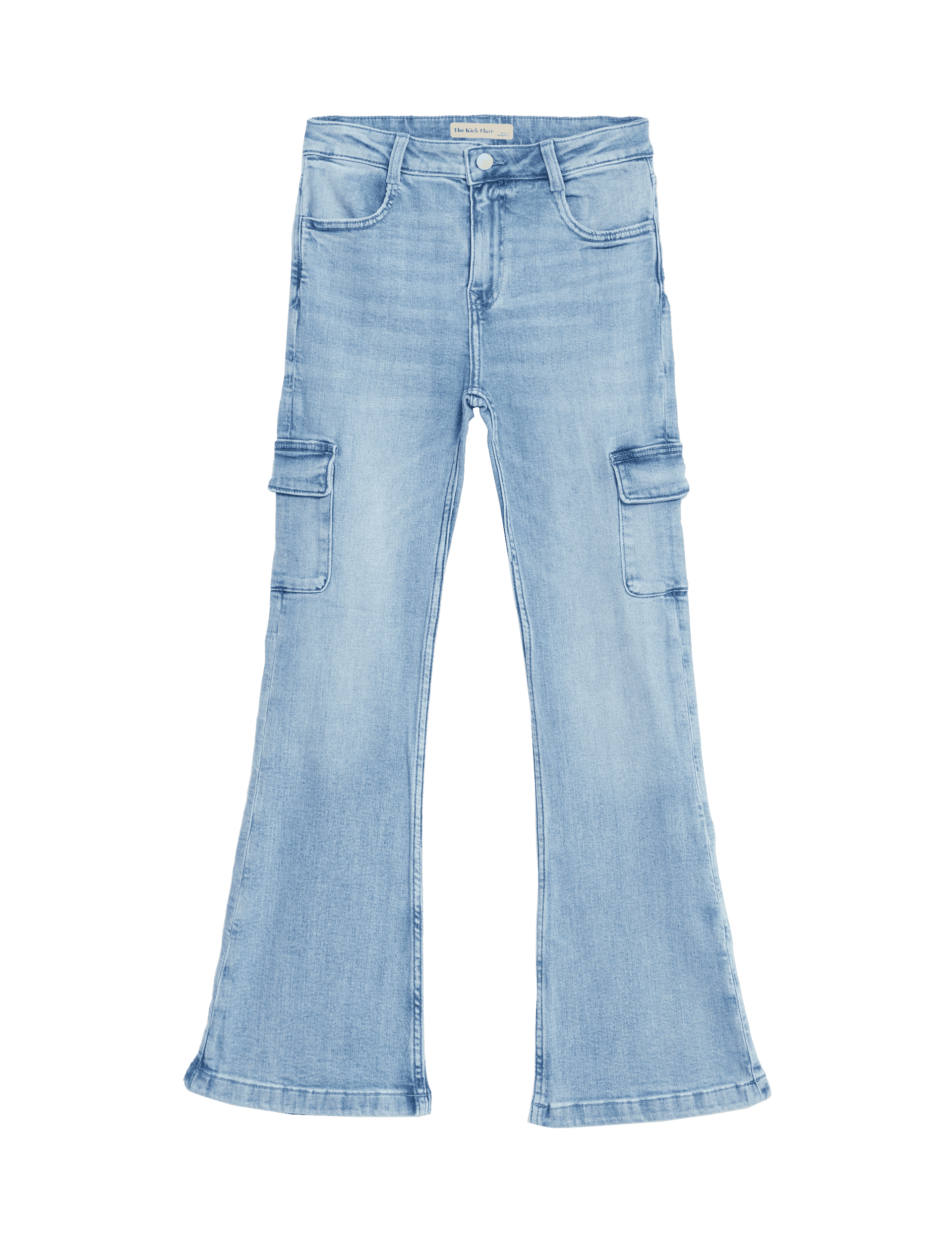 M&S Collection Girls Denim Flared Cargo Jeans (6-16 Yrs) - 13-14, Denim