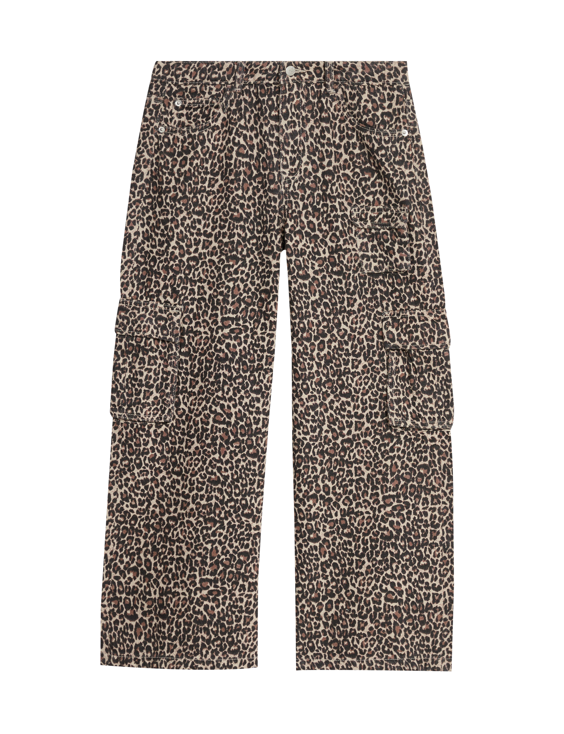 M&S Collection Girls Pure Cotton Leopard Print Cargo Jeans (6-16 Yrs) - 13-14 - Multi, Multi