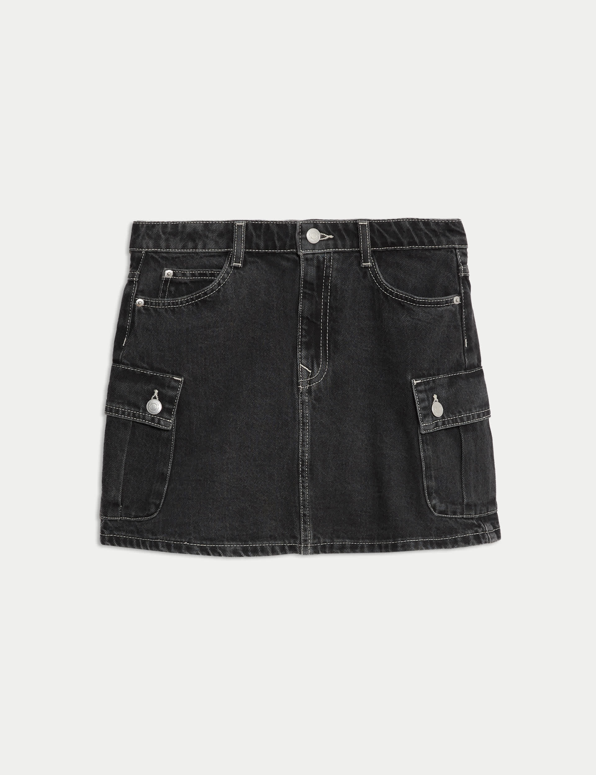 M&S Collection Girls Denim Cargo Skirt (6-16 Yrs) - 11-12 - Black Denim, Black Denim