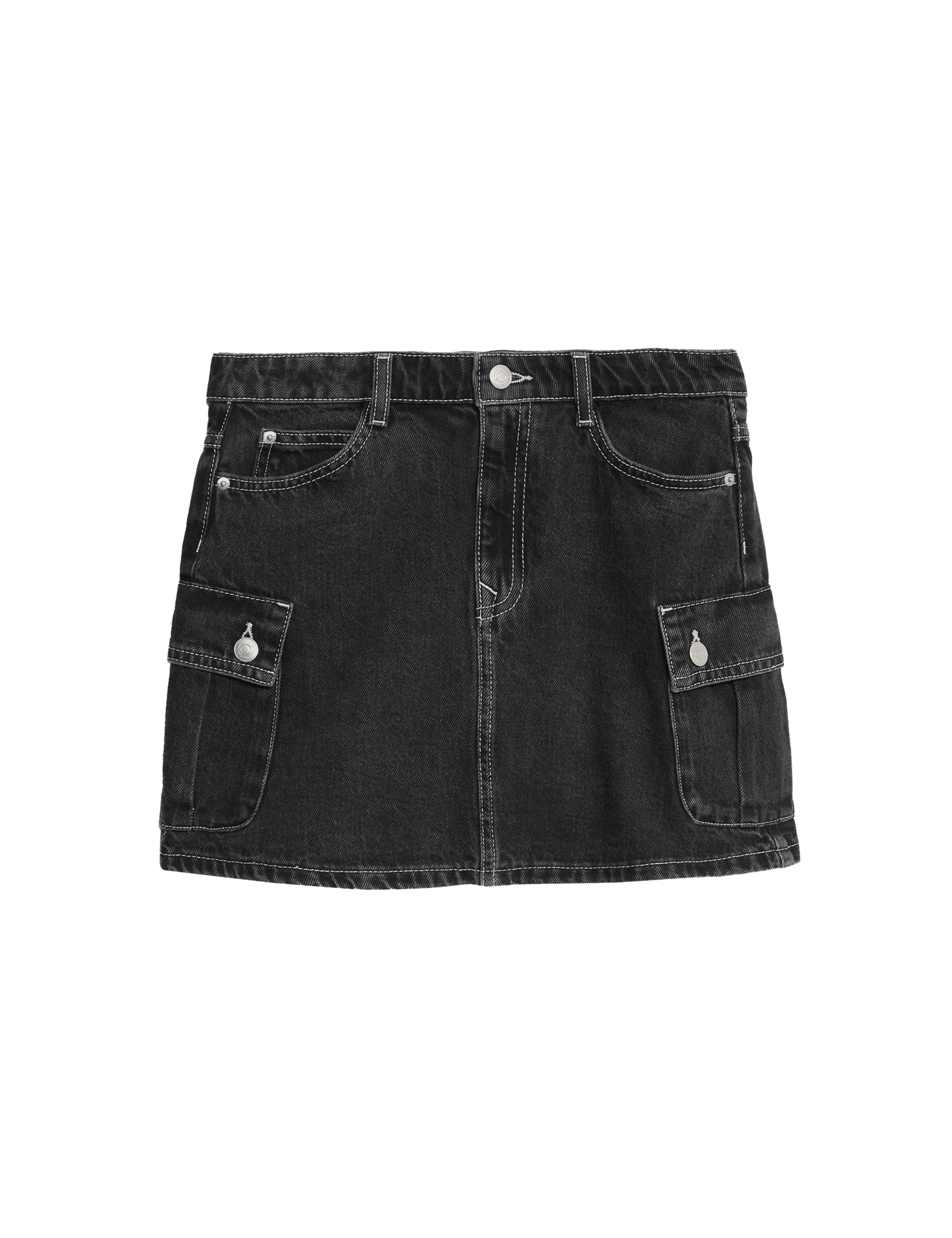 M&S Collection Girls Denim Cargo Skirt (6-16 Yrs) - 11-12 - Black Denim, Black Denim