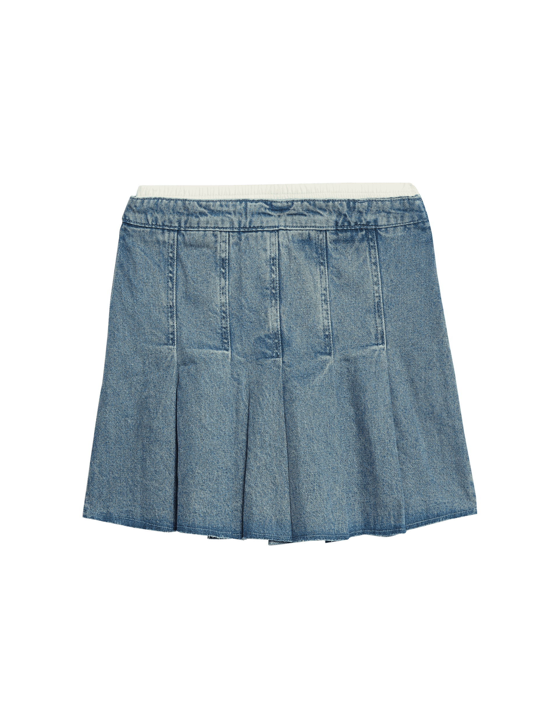 M&S Collection Girls Denim Pleated Skirt (6-16 Yrs) - 10-11, Denim