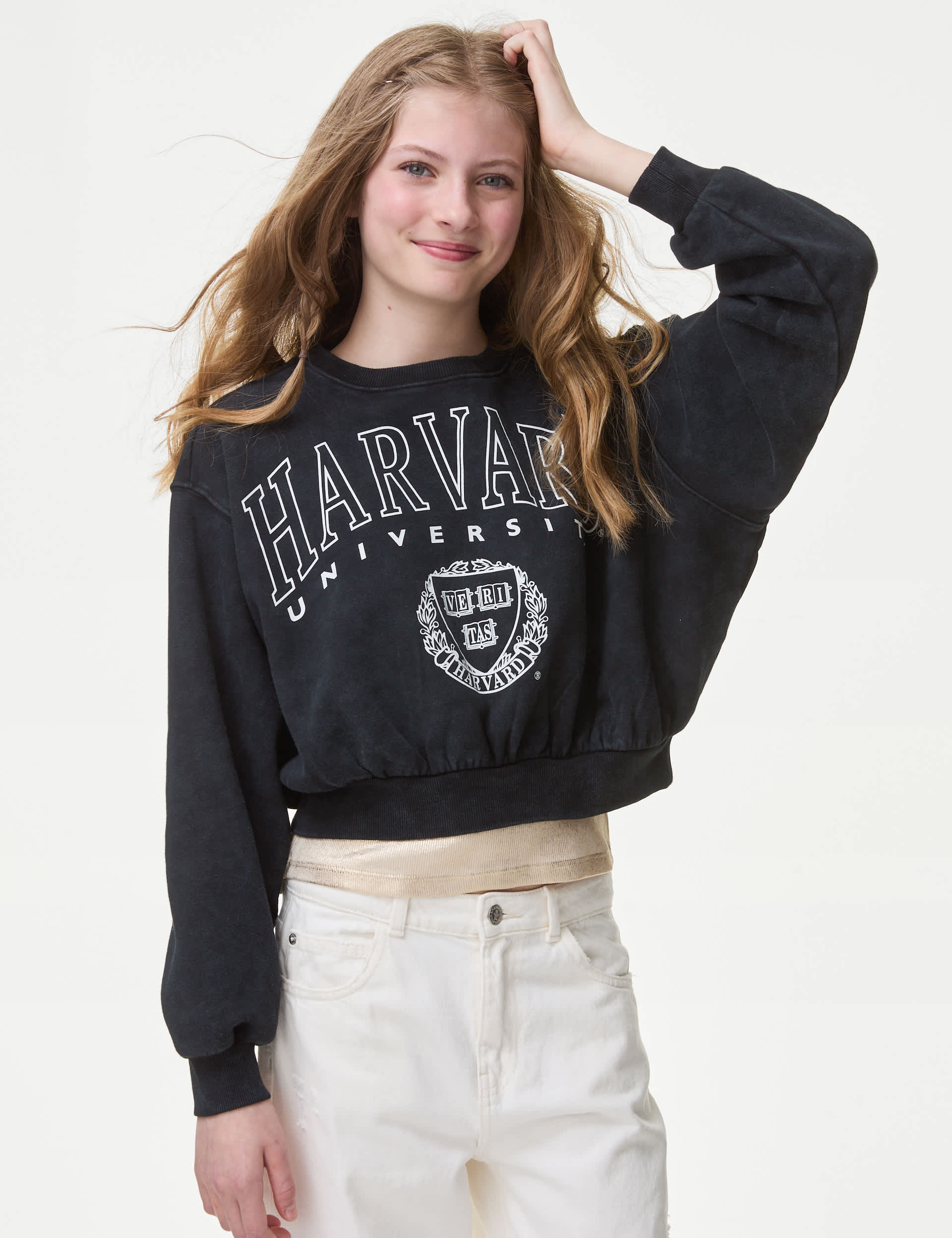 M&S Girls Cotton Rich Harvard University Sweatshirt (6-16 Yrs)