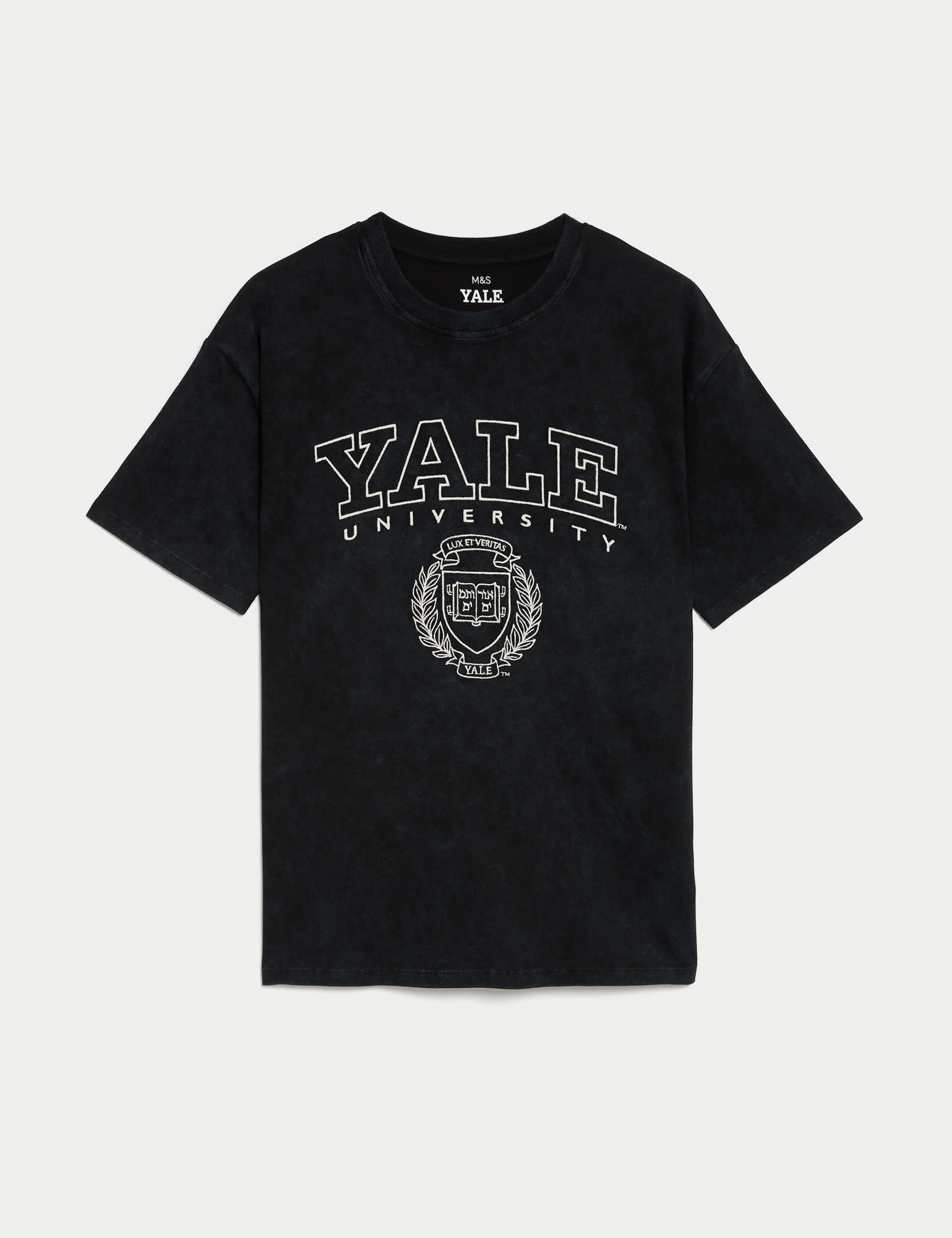 M&S Girls Pure Cotton Yale University Slogan T-Shirt (6-16 Yrs) - 8-9 Y - Charcoal, Charcoal